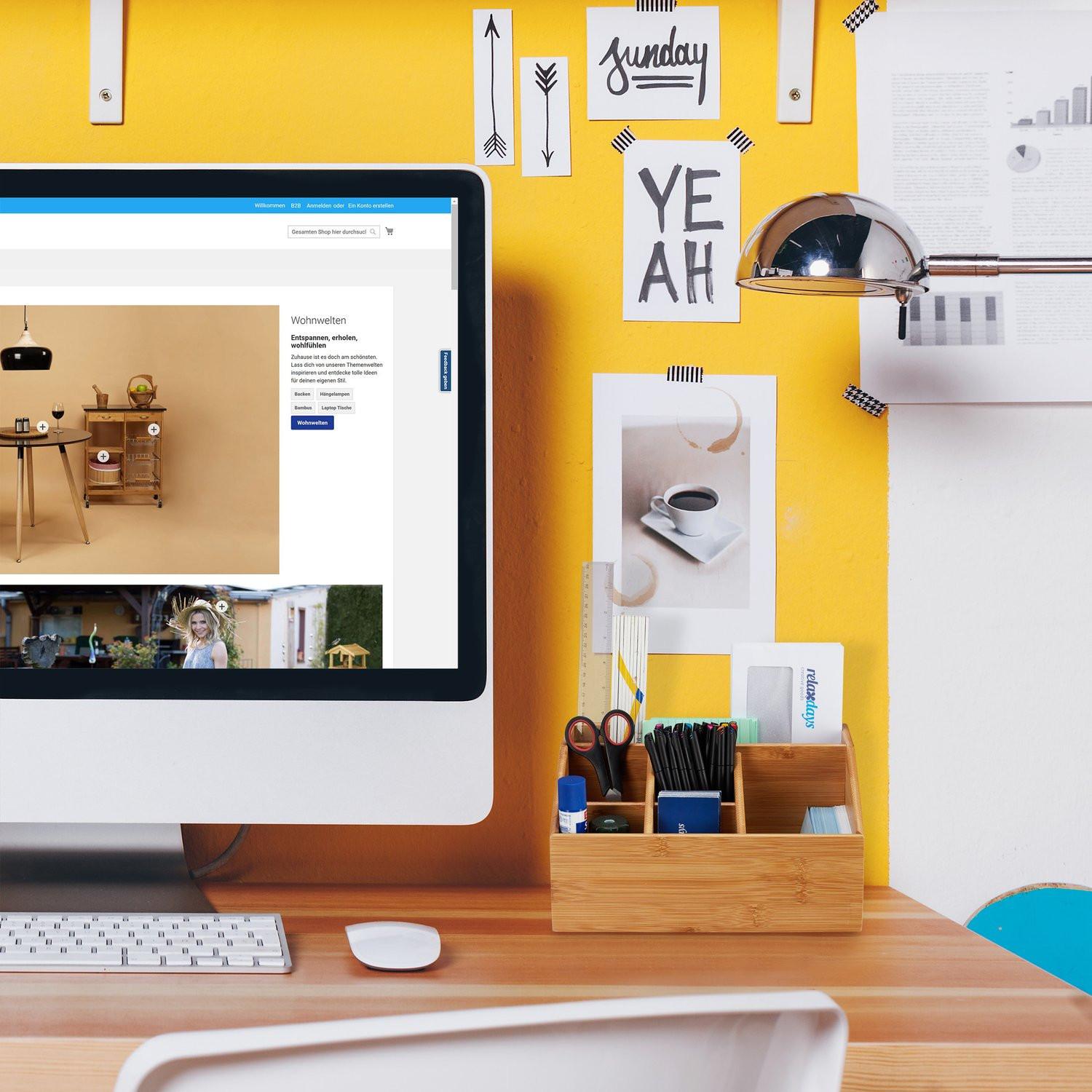 B2X Tischaufbewahrung aus Bambus mit 6 Fächern