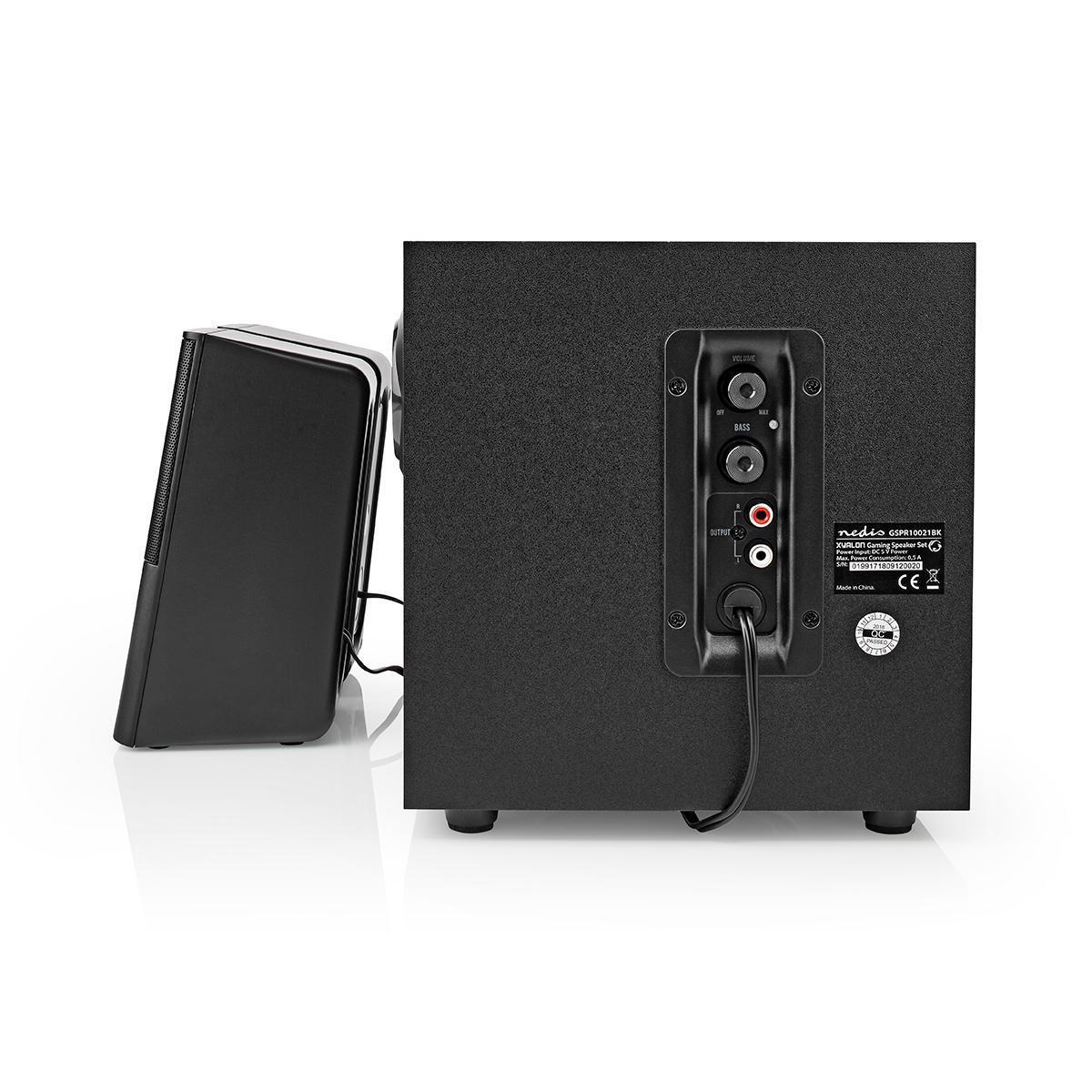 Nedis Gaming-Lautsprecher | Lautsprecherkanäle: 2.1 | USB-Stromversorgung | 3,5 mm Stecker | 30 W | Keine Beleuchtung | Lautstärkeregler