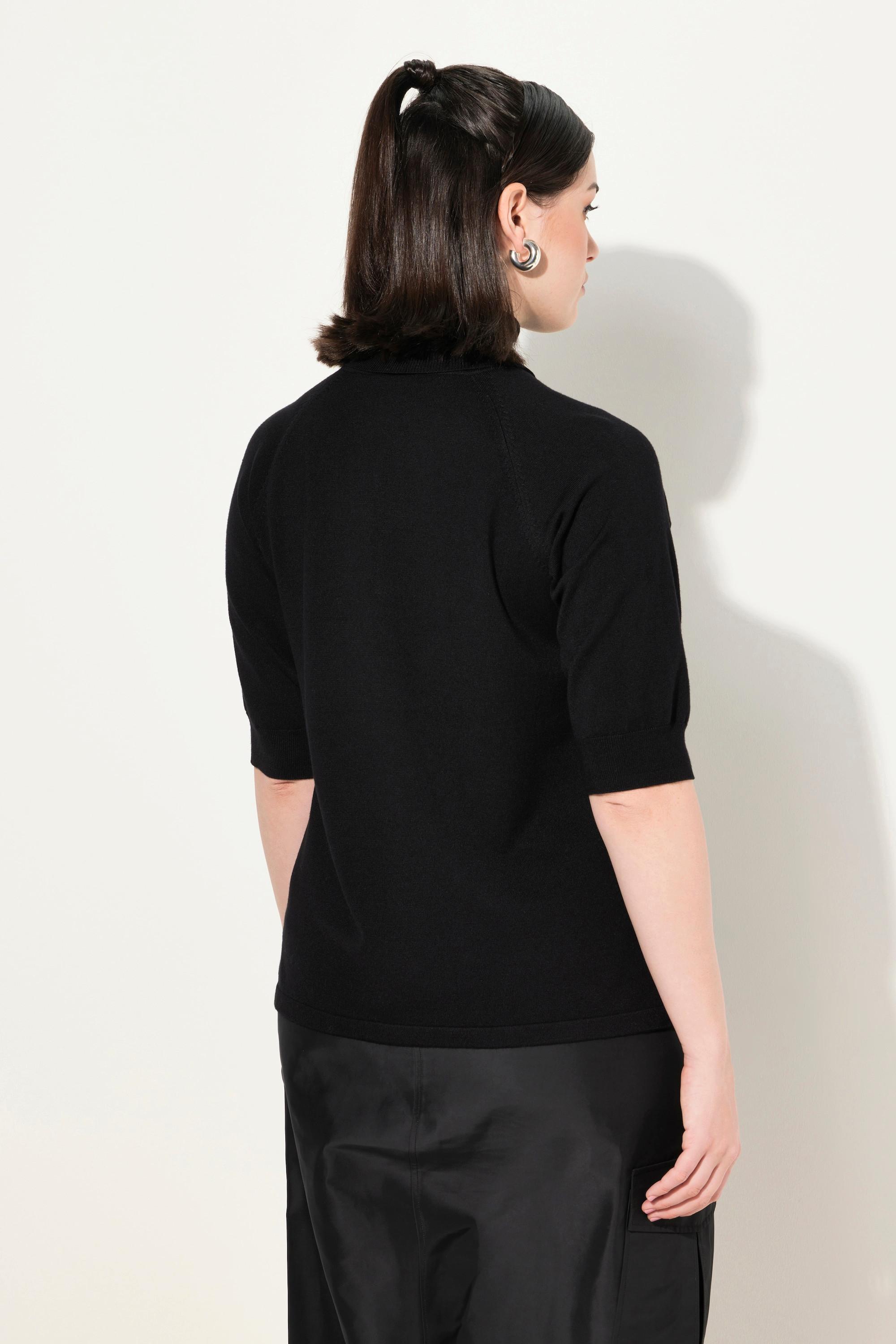 Ulla Popken Pullover, Rollkragen, 3/4-Raglanarm, Rippbündchen