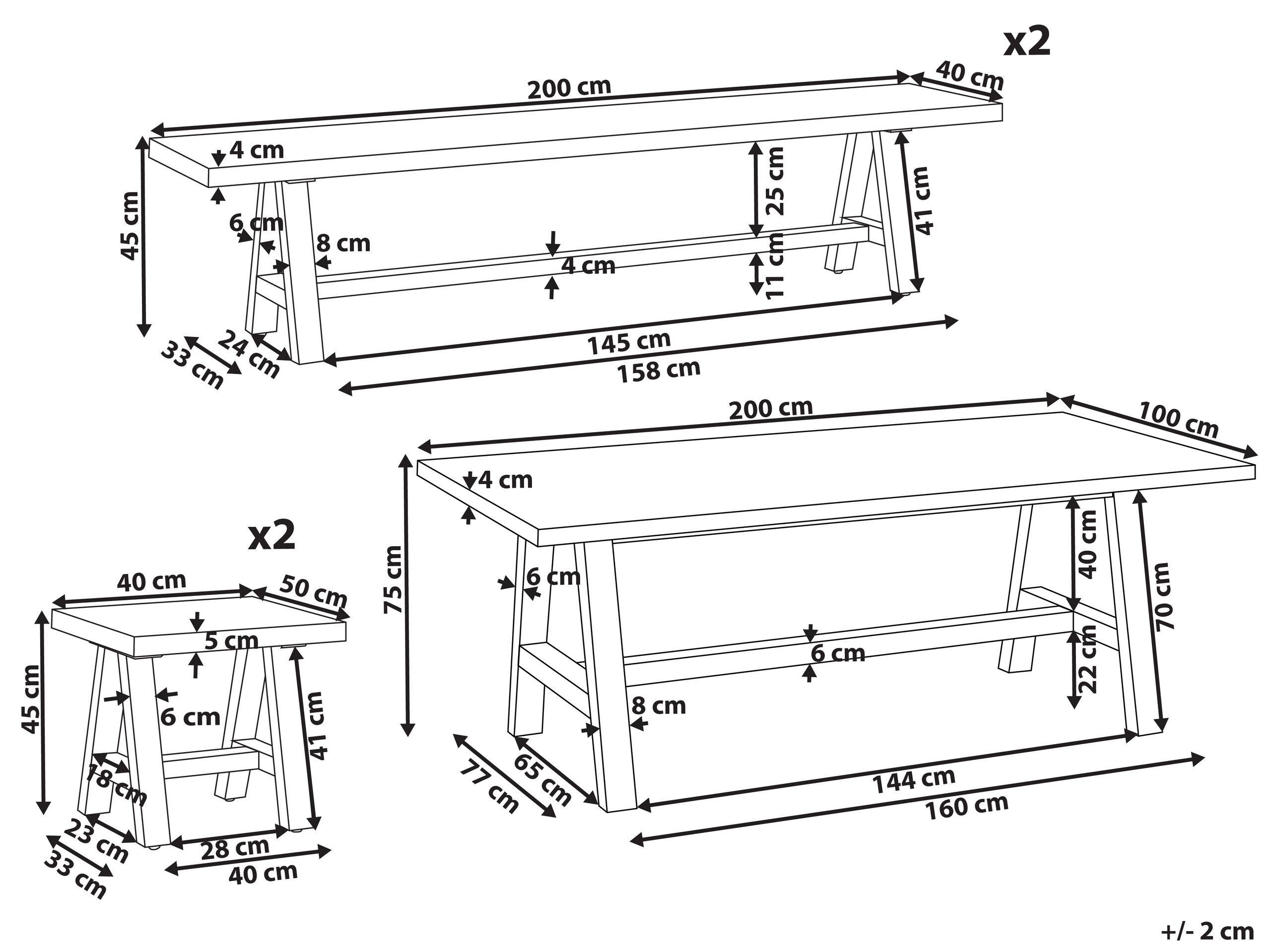 Beliani Garten-Essgruppe für 8 Personen aus Faserzement Industriell TONNARE