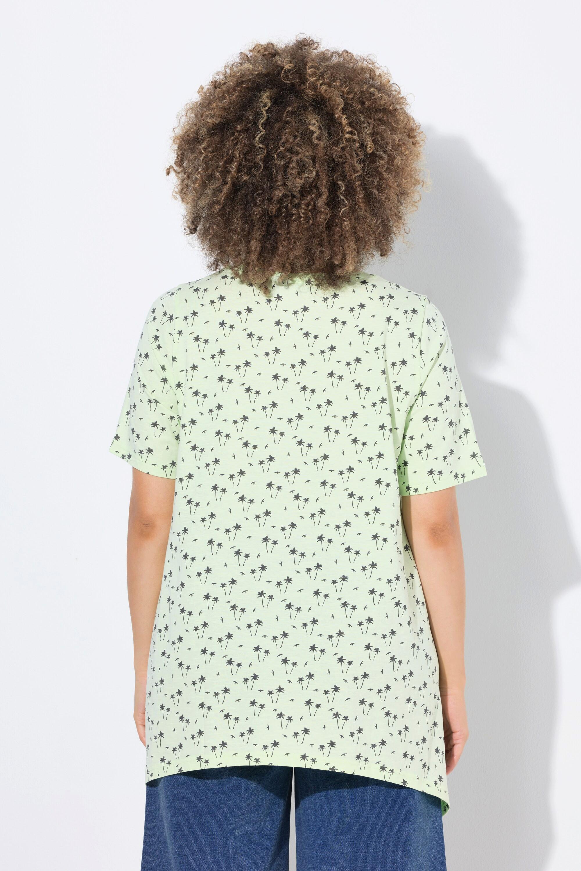 Ulla Popken Palmen A-Linie V-Ausschnitt Halbarm T-Shirt