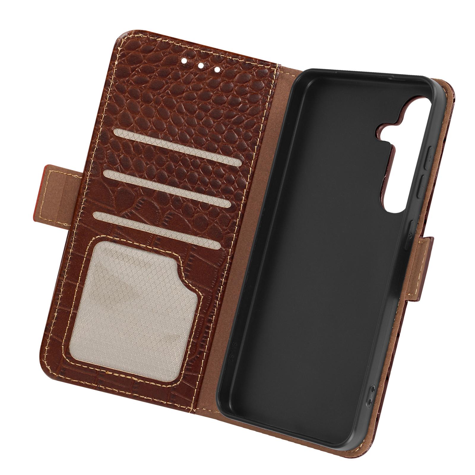 Avizar Samsung S24 Krokodil-Lederetui Braun