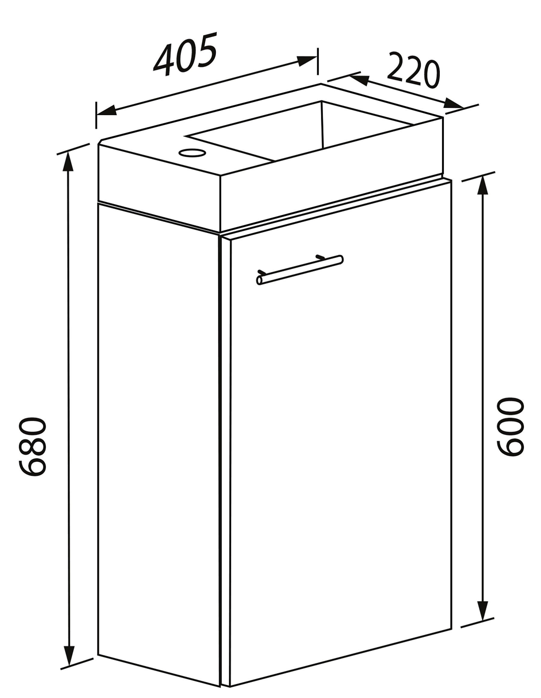 VCM 2-tlg Badmöbel Set Gäste WC Gästebad Waschplatz Waschtisch klein schmal Slito