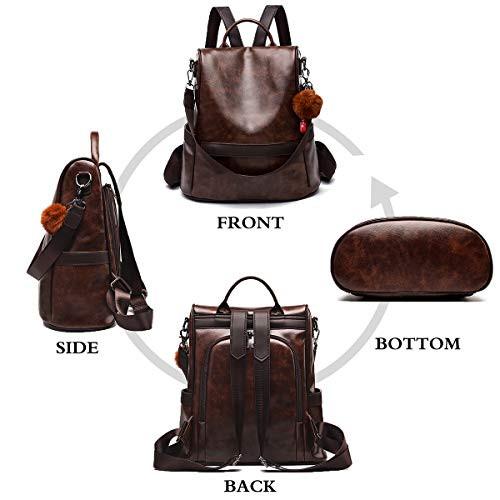 Only-bags.store Weicher PU-Leder-Rucksack Handtasche Umhängetasche Multifunktionale Anti-Diebstahl-Tasche Wasserdichter Rucksack