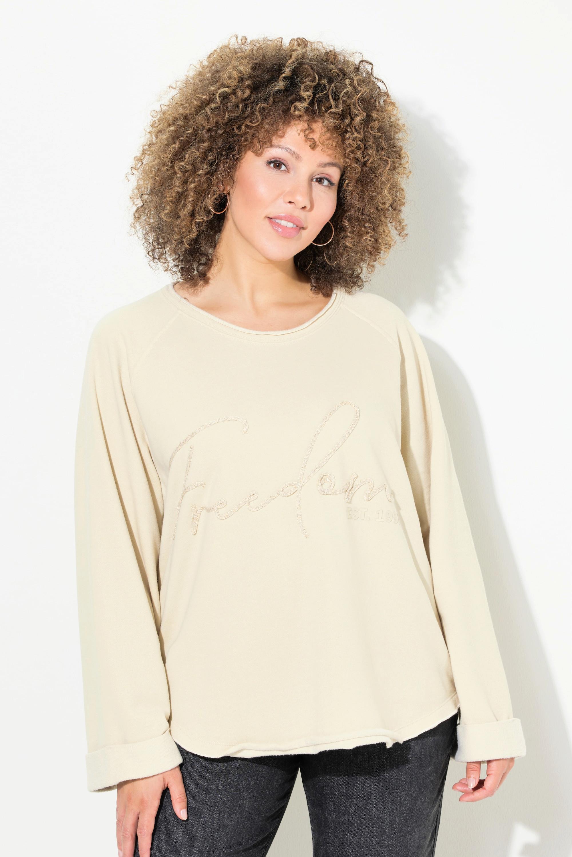 Ulla Popken Sweatshirt, Stickerei, Rundhals, Langarm, Rollkanten