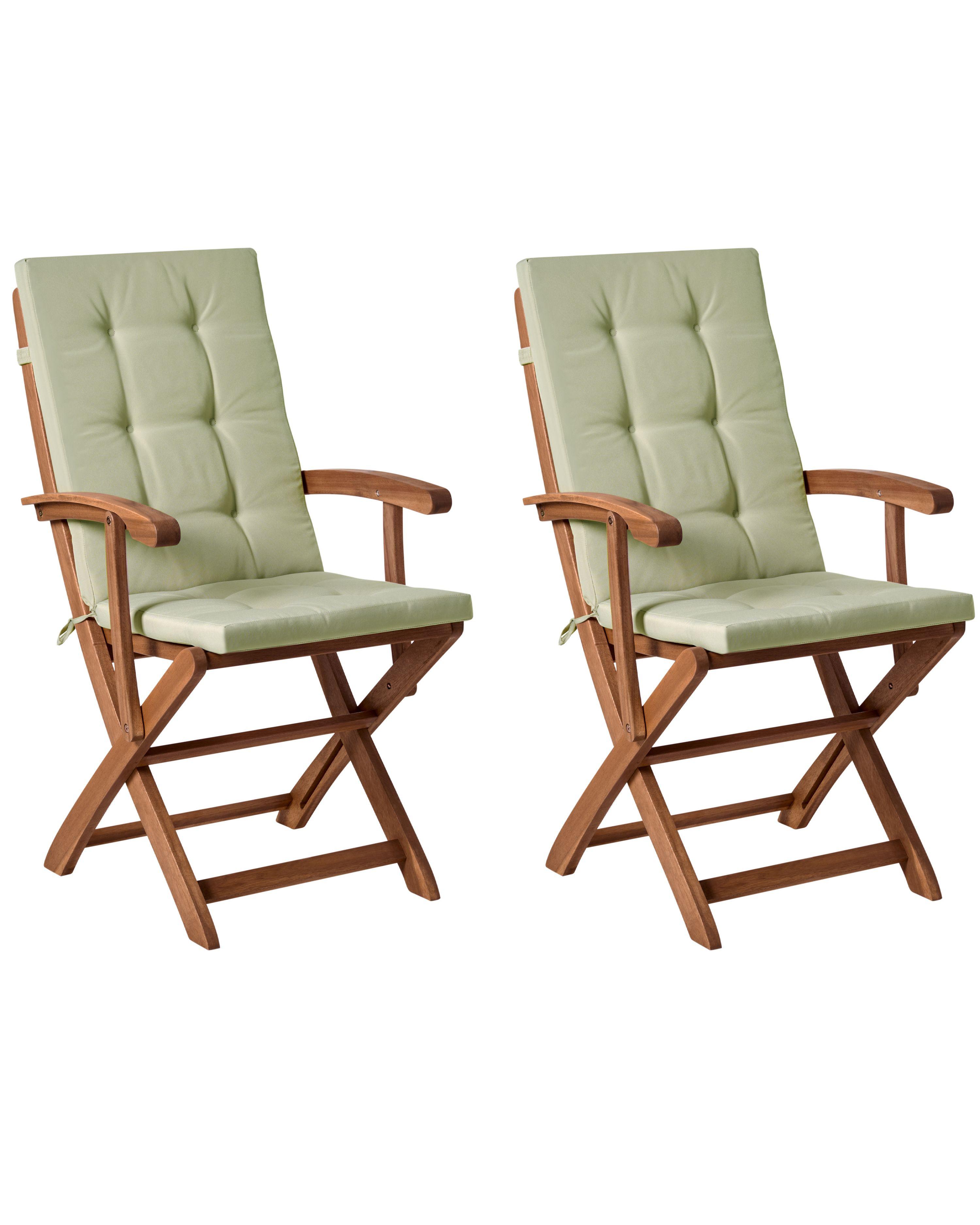 Beliani Set mit 2 Stühlen und Sitzkissen aus Akazienholz Rustikal MAUI PREMIUM