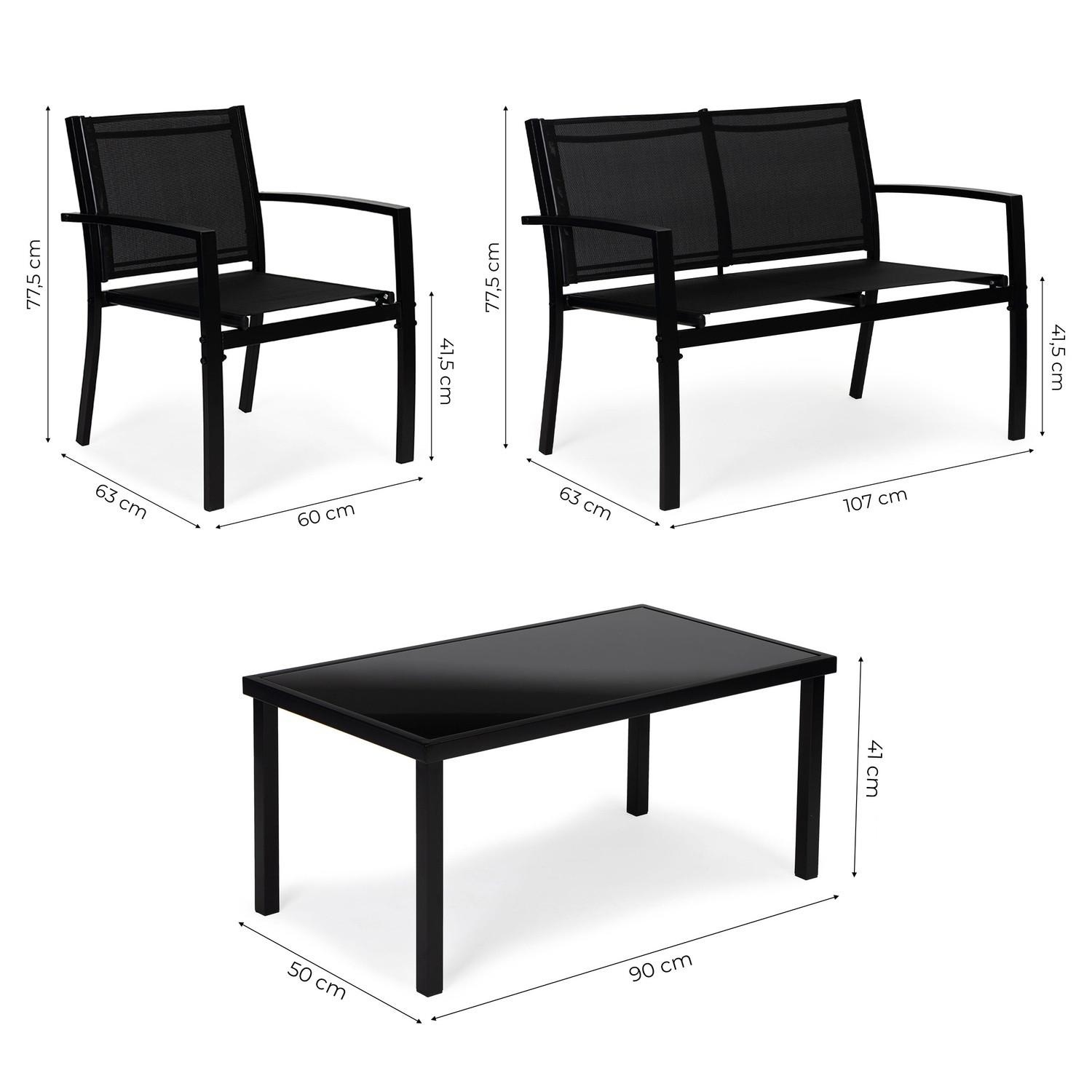 Northix Gartenmöbel-Set: Tisch, Bank, Sessel, Metall