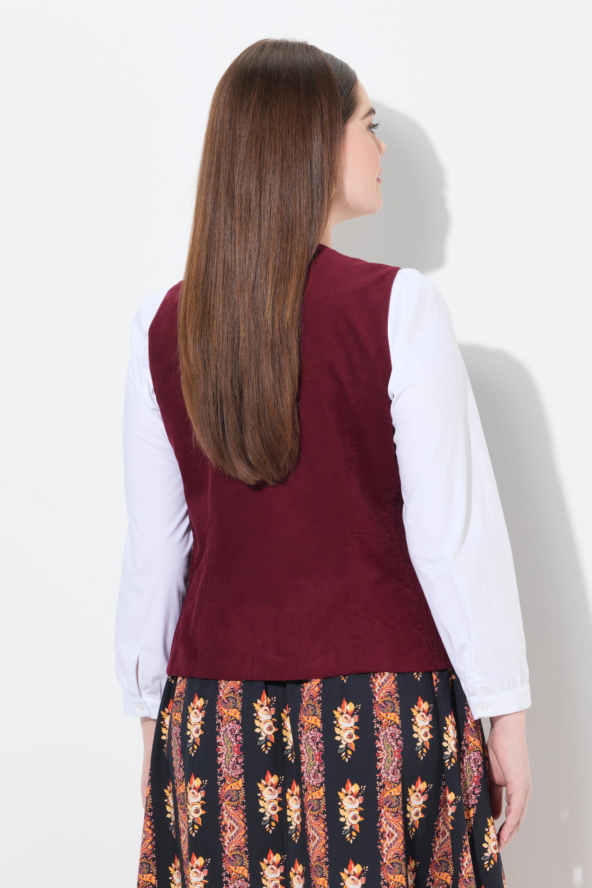 Ulla Popken Trachten Mieder Cord Smok Slim ärmellos