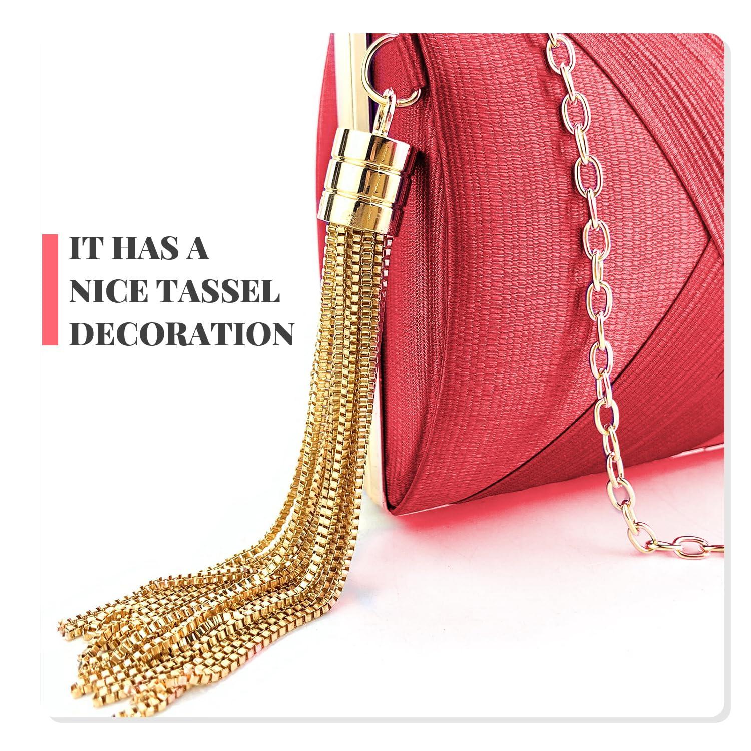 Only-bags.store Abend Clutches Tasche Satin Hochzeit Party Abend Tasche Quaste Anhänger Abend Clutches Tasche Satin Hochzeit Party Abend Tasche Quaste Anhänger