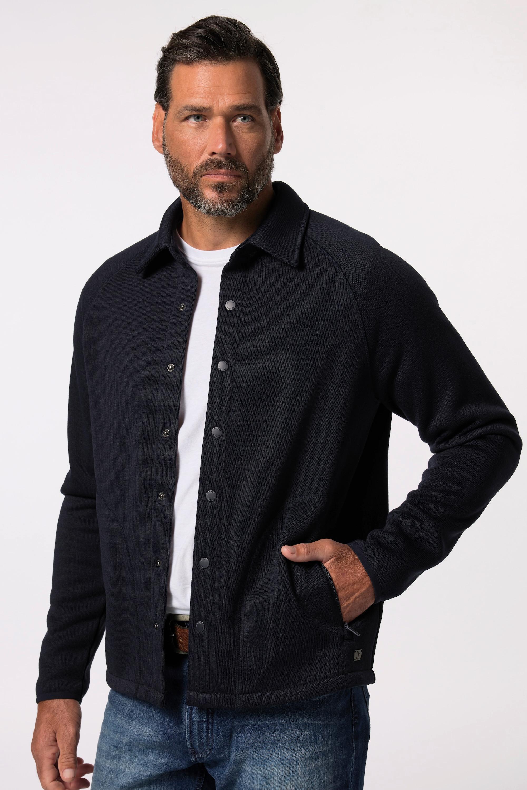 JP1880 Hemdjacke, Langarm, Strickfleece, Kentkragen