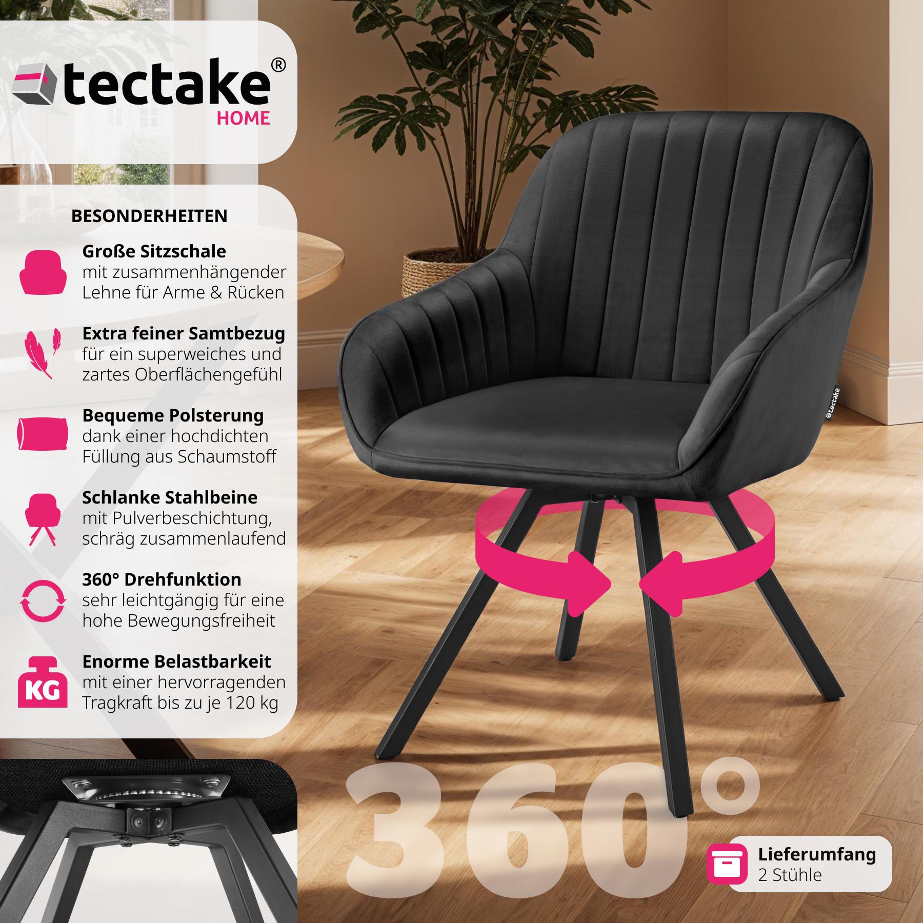 Tectake Drehbarer Armlehnstuhl Snug Samtoptik, gepolstert