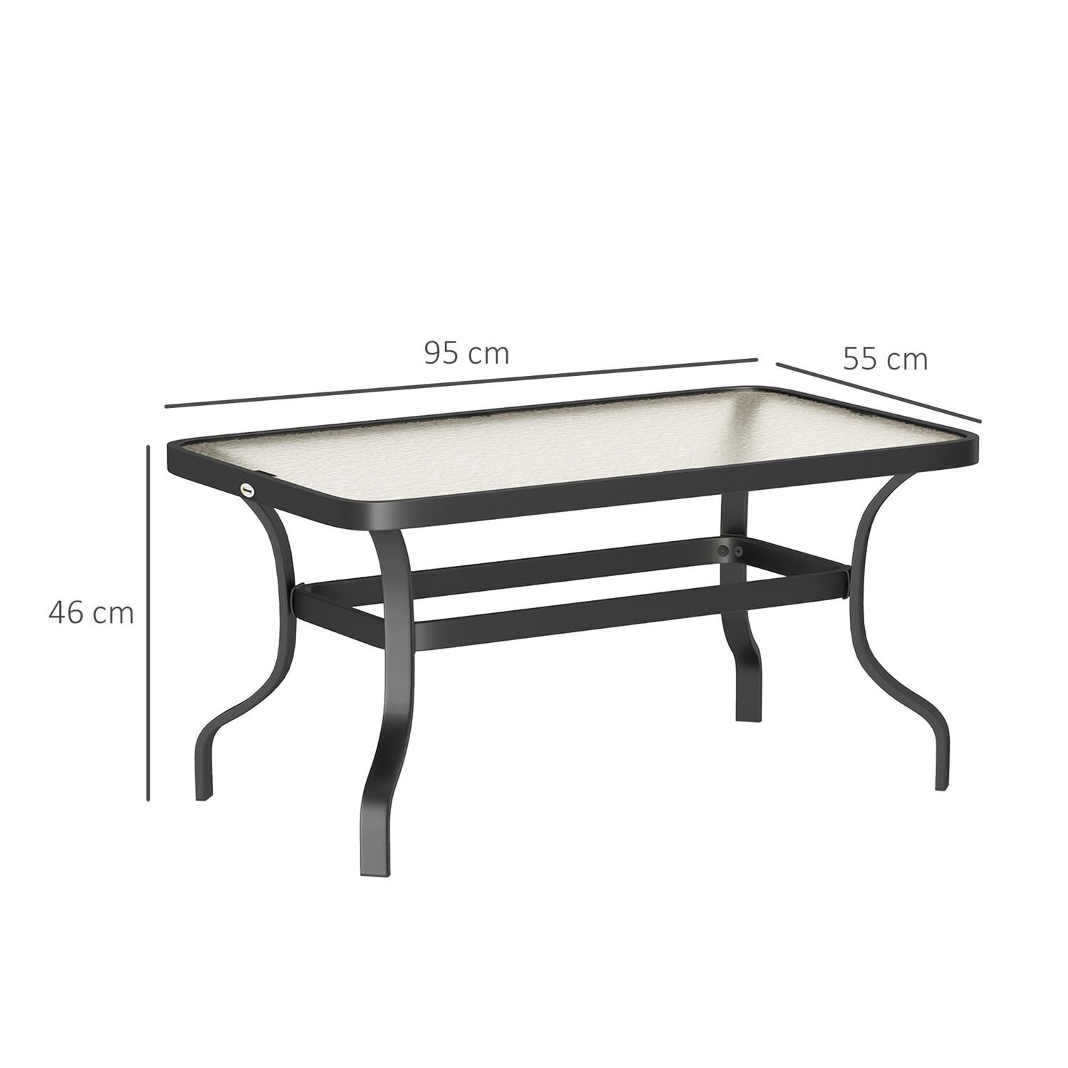 Northio Beistelltisch Hartglas Kaffeetisch Couchtisch mit Wellendesign, Abgerundete Ecke Balkontisch Gartentisch Sofatisch Teetisch Gartenmöbel für Wohnzimmer Garten Terrasse Balkon, 95x55 cm Schwarz Aosom
