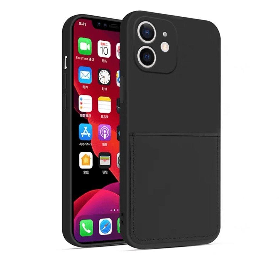 mobileup Silikon Case mit Kartenfach iPhone 12 - Black