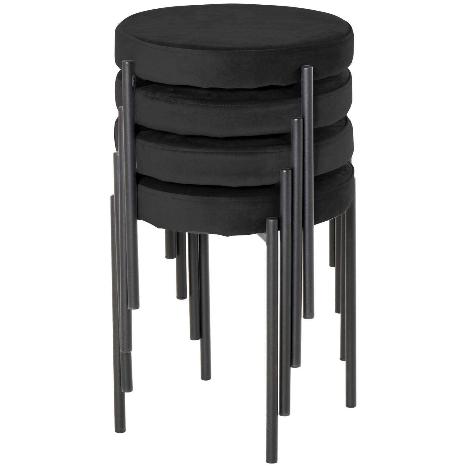 Northio Esszimmerhocker 4Er-Set Stapelbare Thekenhocker Mit Gepolstertem Sitz, Samtbezug, Schwarz, 41,5X41,5X46Cm