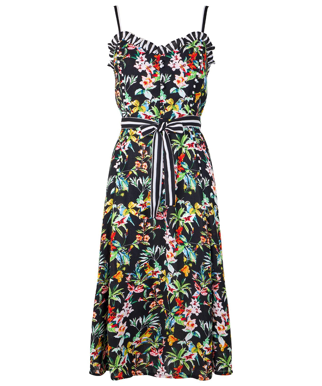 Joe Browns Kleid mit tropischem Druck und Bindegürtel