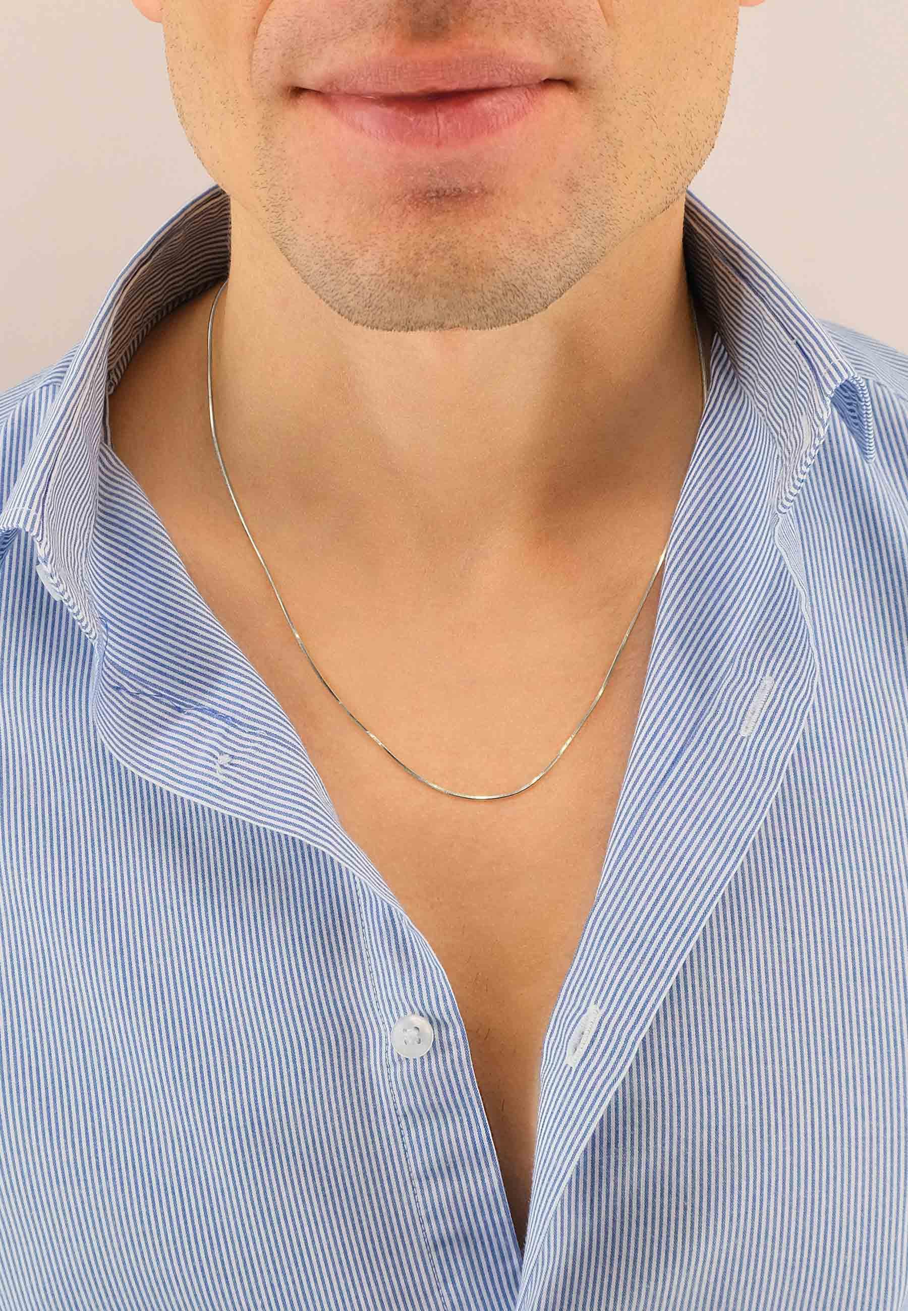 MUAU Schmuck Collier Schlange Weissgold 750, 1mm, 45cm