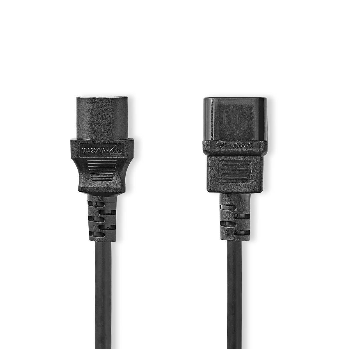 Nedis Netzkabel | IEC-320-C14 | IEC-320-C13 | Gerade | Gerade | Vernickelt | 2,00 m | Rund | PVC | Schwarz | Etikett