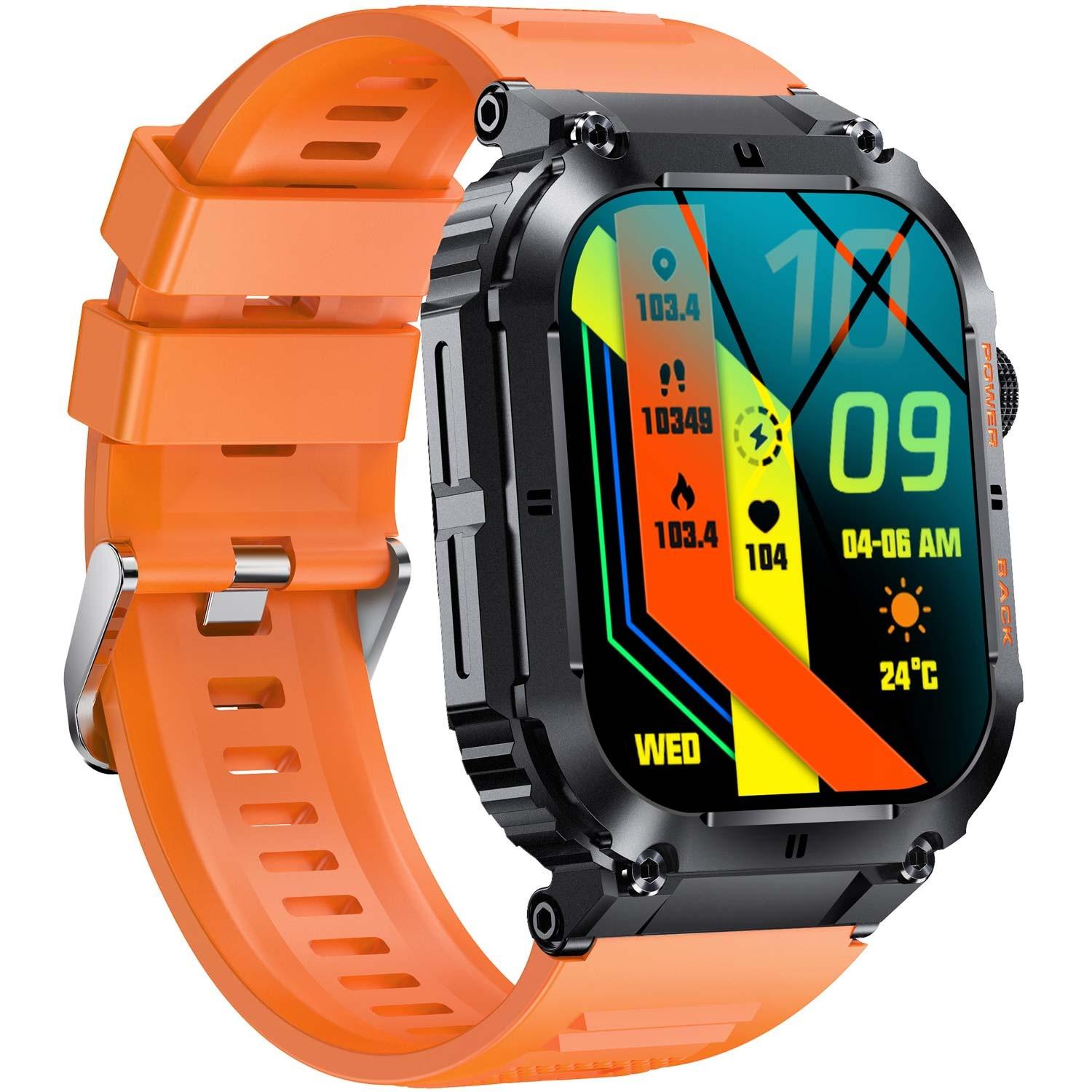 DENVER SWC-191O Bluetooth-Smartwatch mit Herzfrequenz-, Blutdruck- und Blutsauerstoffsensor und Anruffunktion