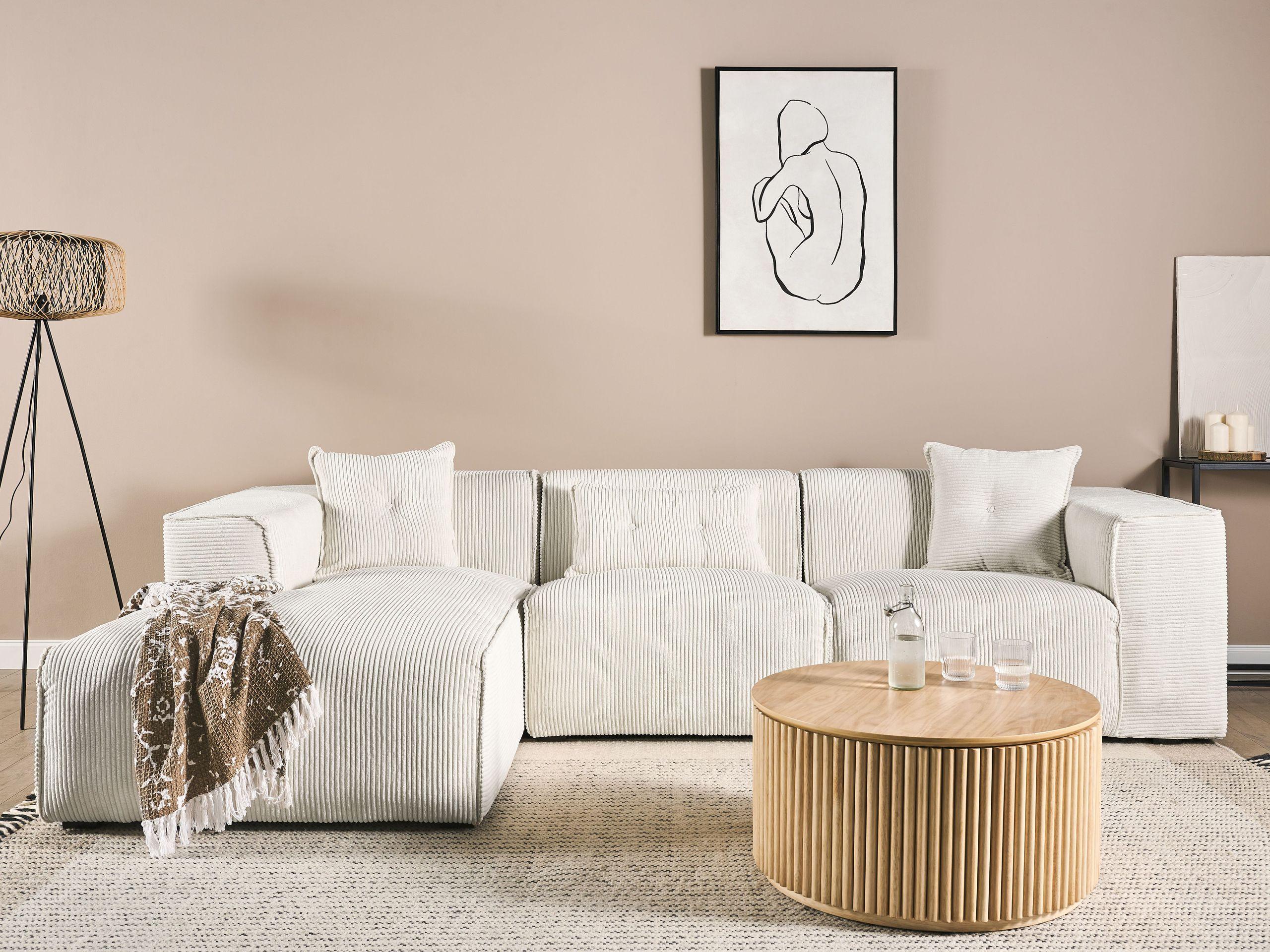 Beliani Ecksofa aus Cord Skandinavisch DOLVA