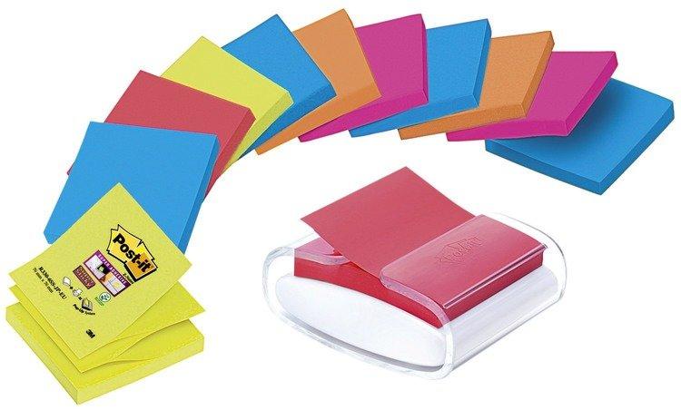 Post it POST-IT Super Sticky Dispenser 76x76mm PRO-W12N 5 Farben 12x90 Blatt