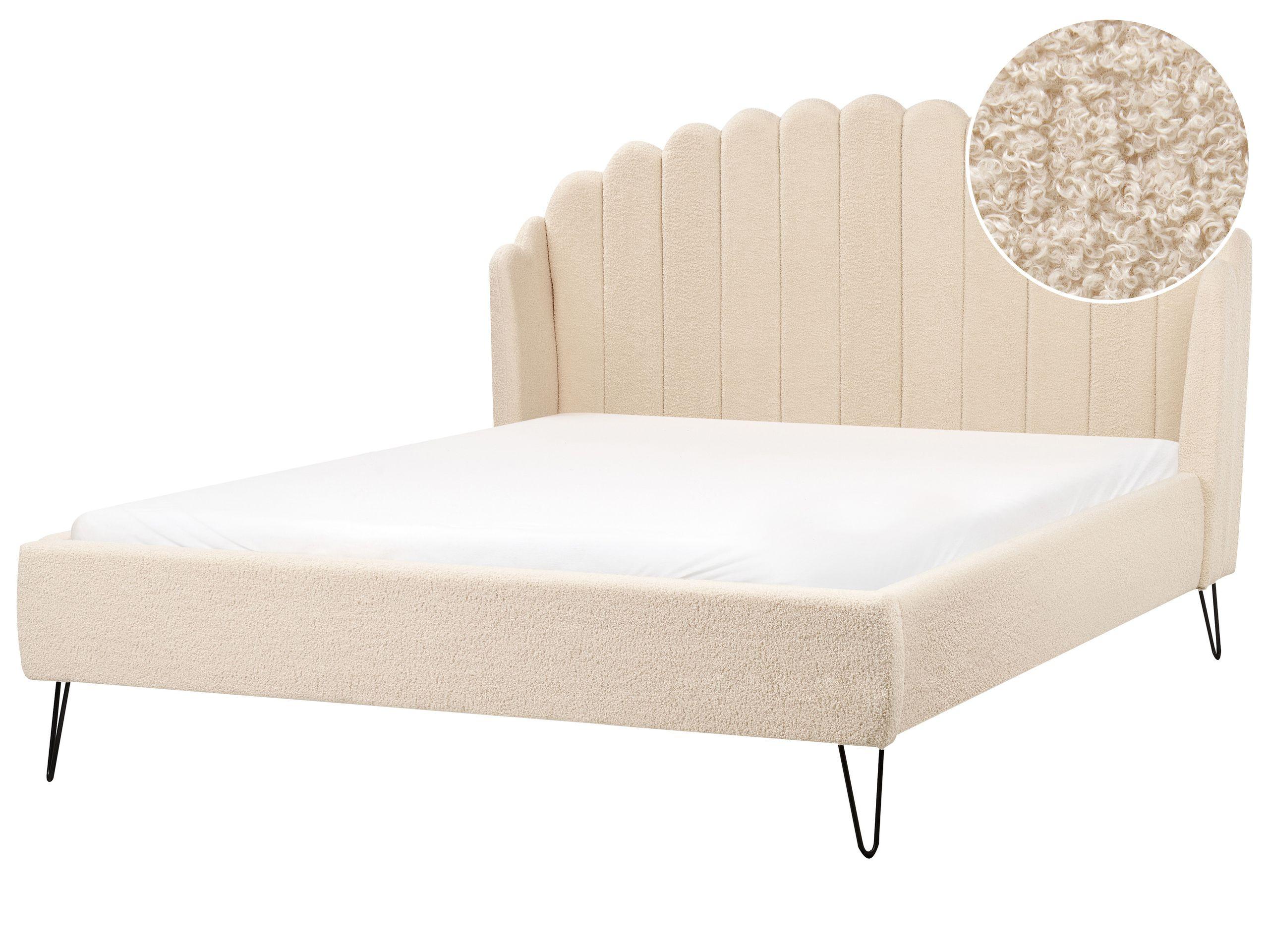 Beliani Bett mit Lattenrost aus Bouclé Retro AMBILLOU