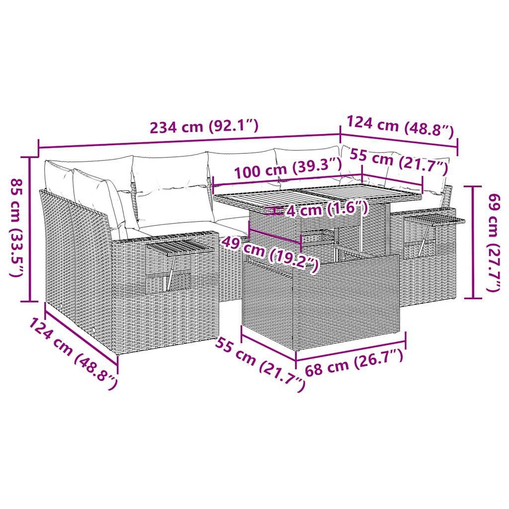 VidaXL Garten sofagarnitur poly-rattan