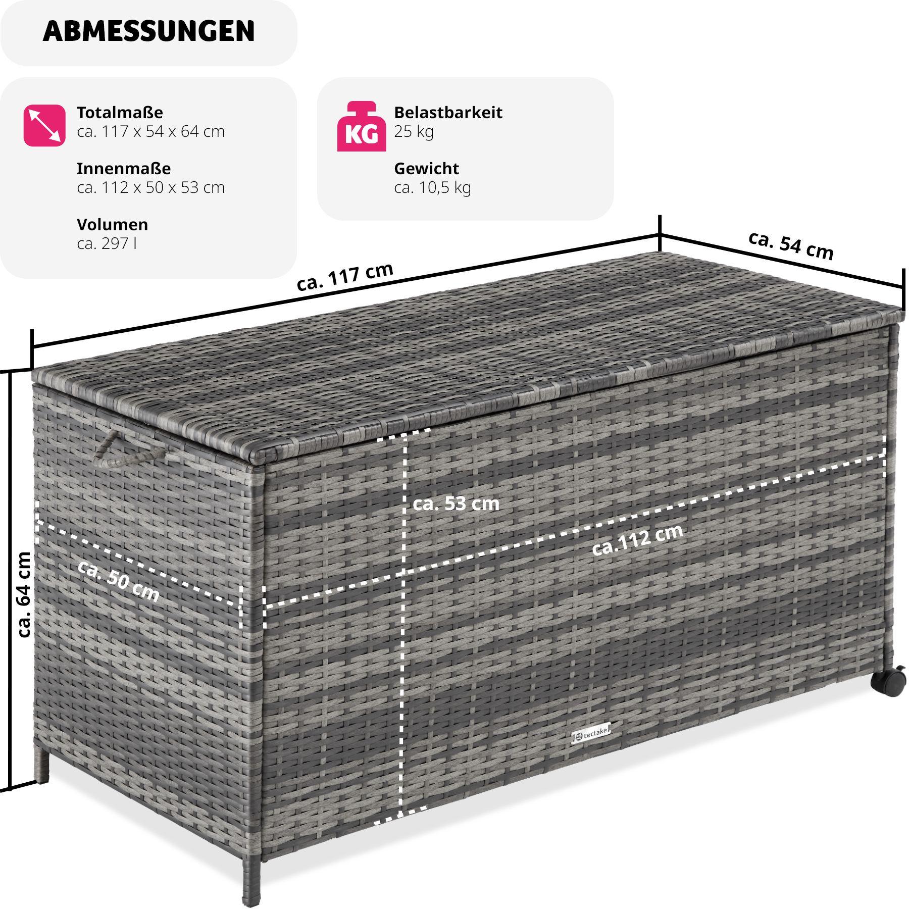 Tectake Auflagenbox mit Aluminiumgestell und Rollen