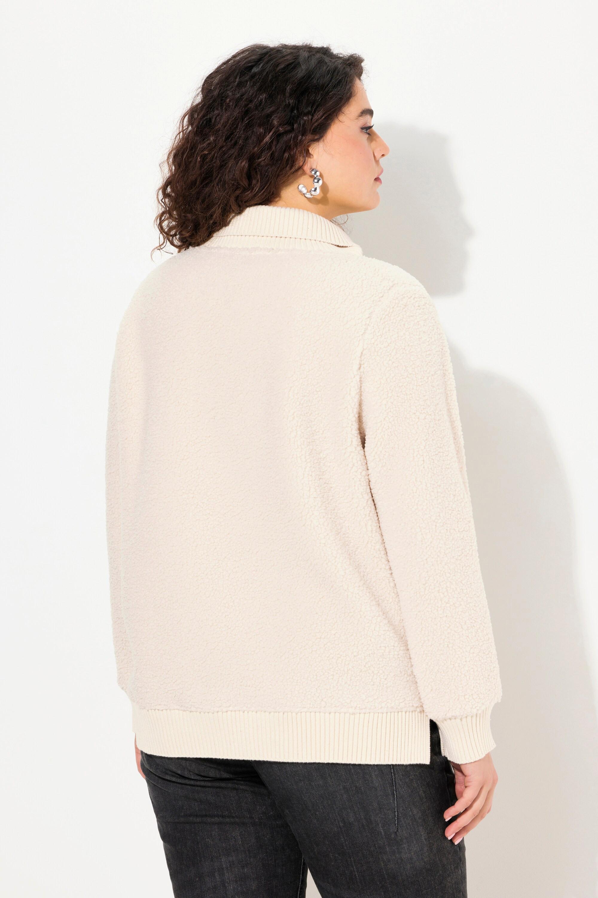 Ulla Popken Troyer, Teddyfleece, Stehkragen, Zipper, Langarm