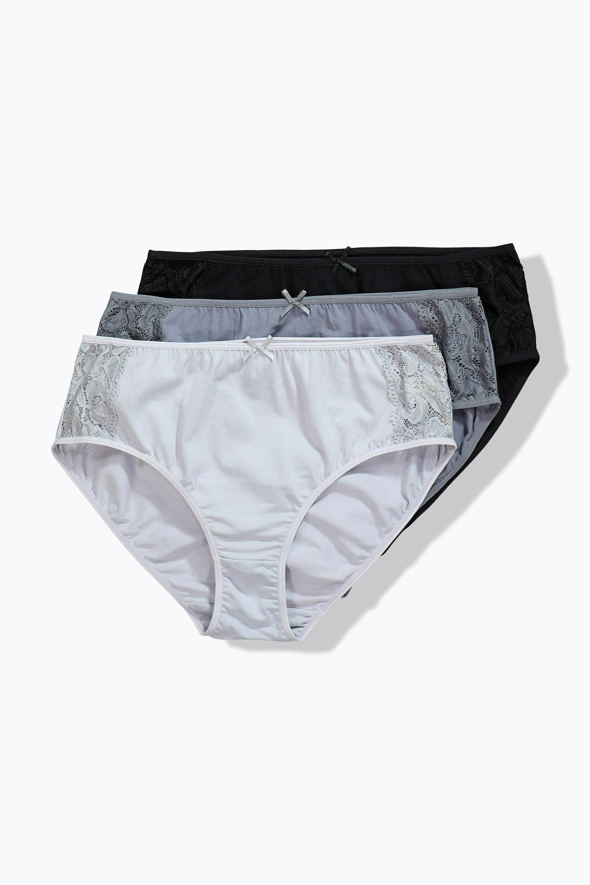 Ulla Popken Midislips, 3er-Pack, seitlich mit Spitze