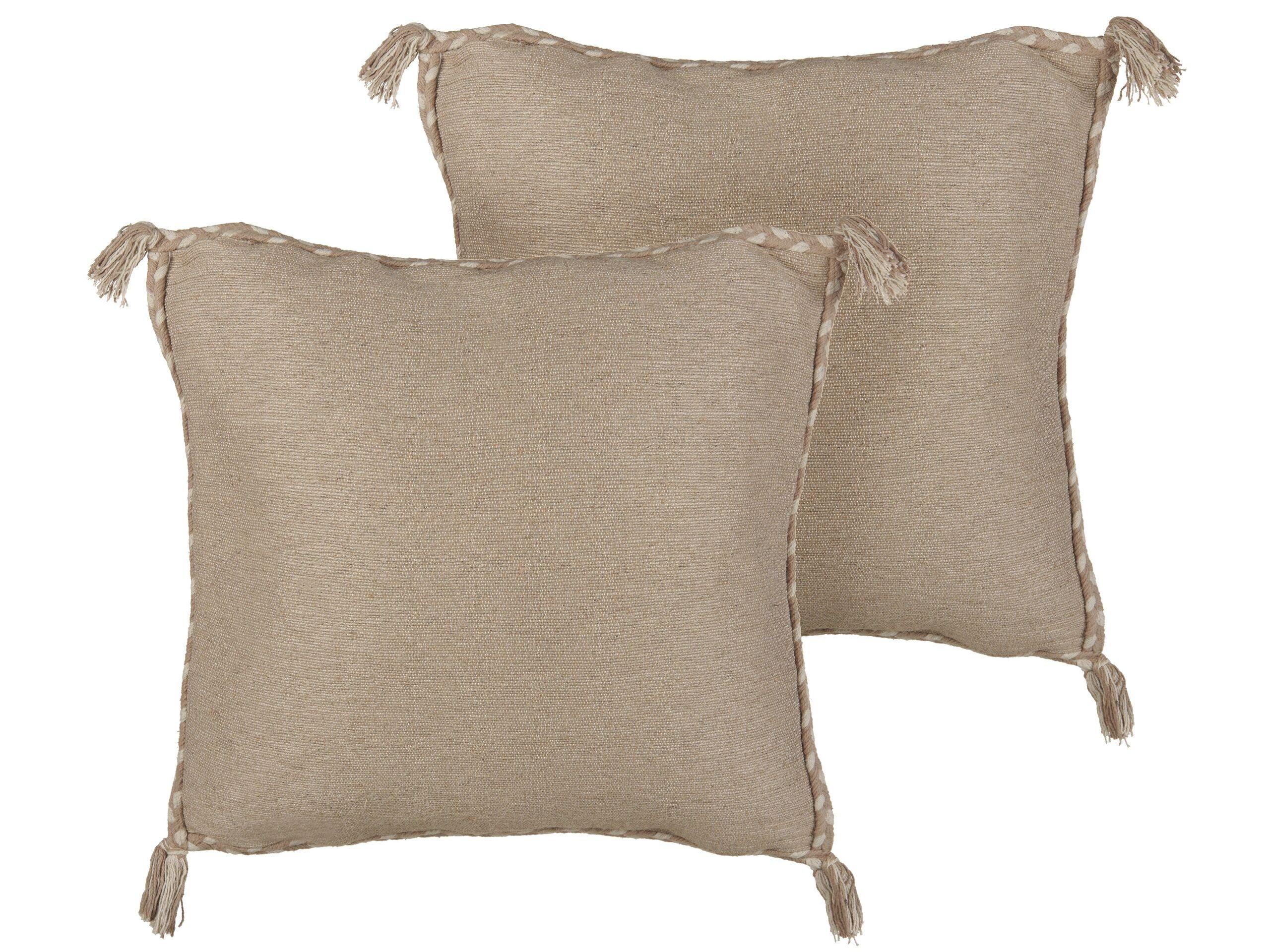 Beliani Dekokissen 2er Set aus Jute Boho ERIGERON