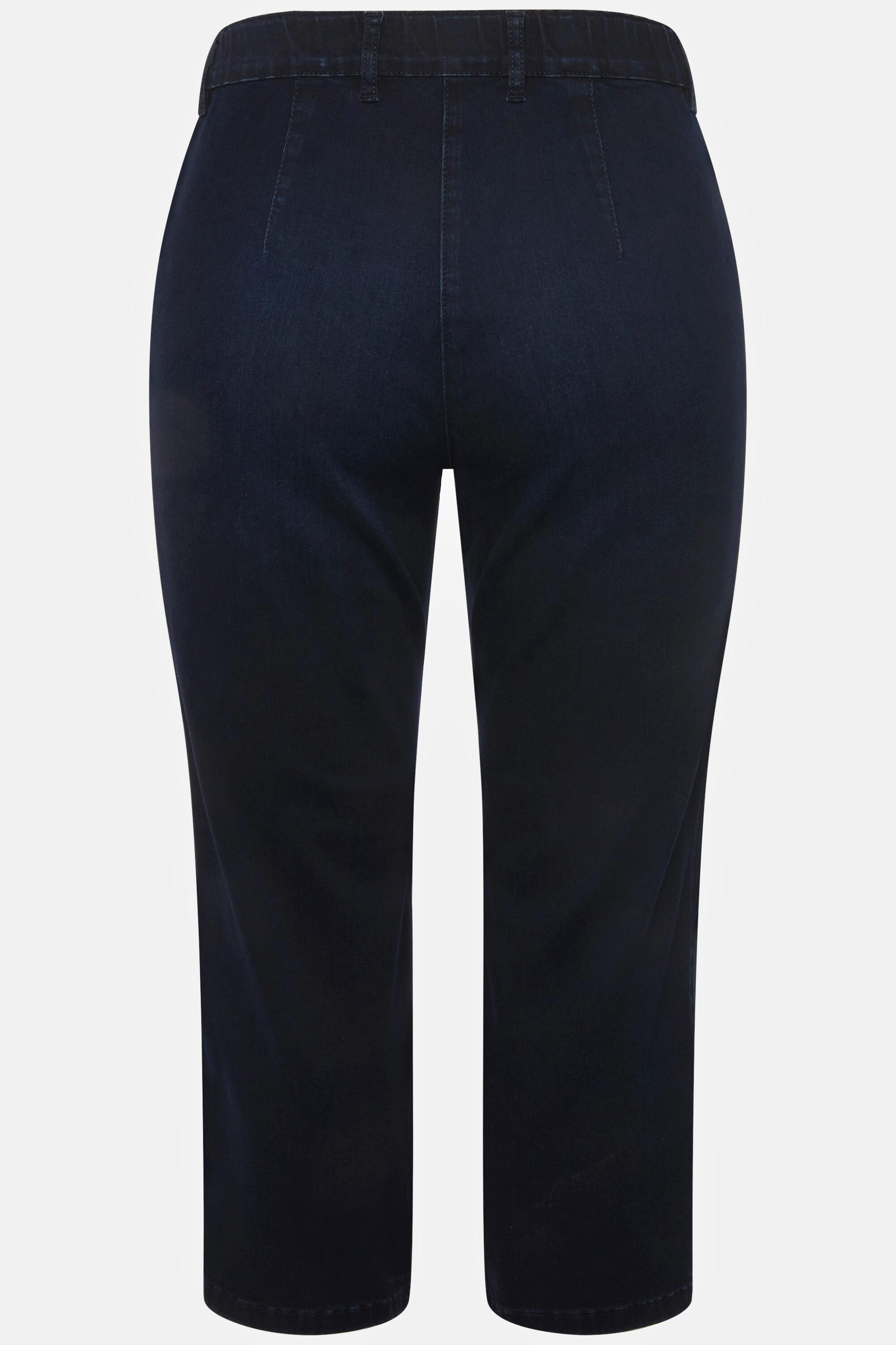 Ulla Popken Mony 7/8 Slim Fit Jeans mit Elastikbund und Reissverschlusstaschen