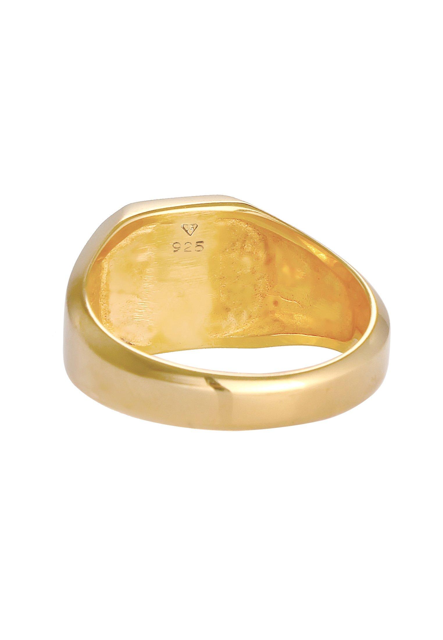 Kuzzoi Ring Siegelring Emaille Blau Basic 925 Silber