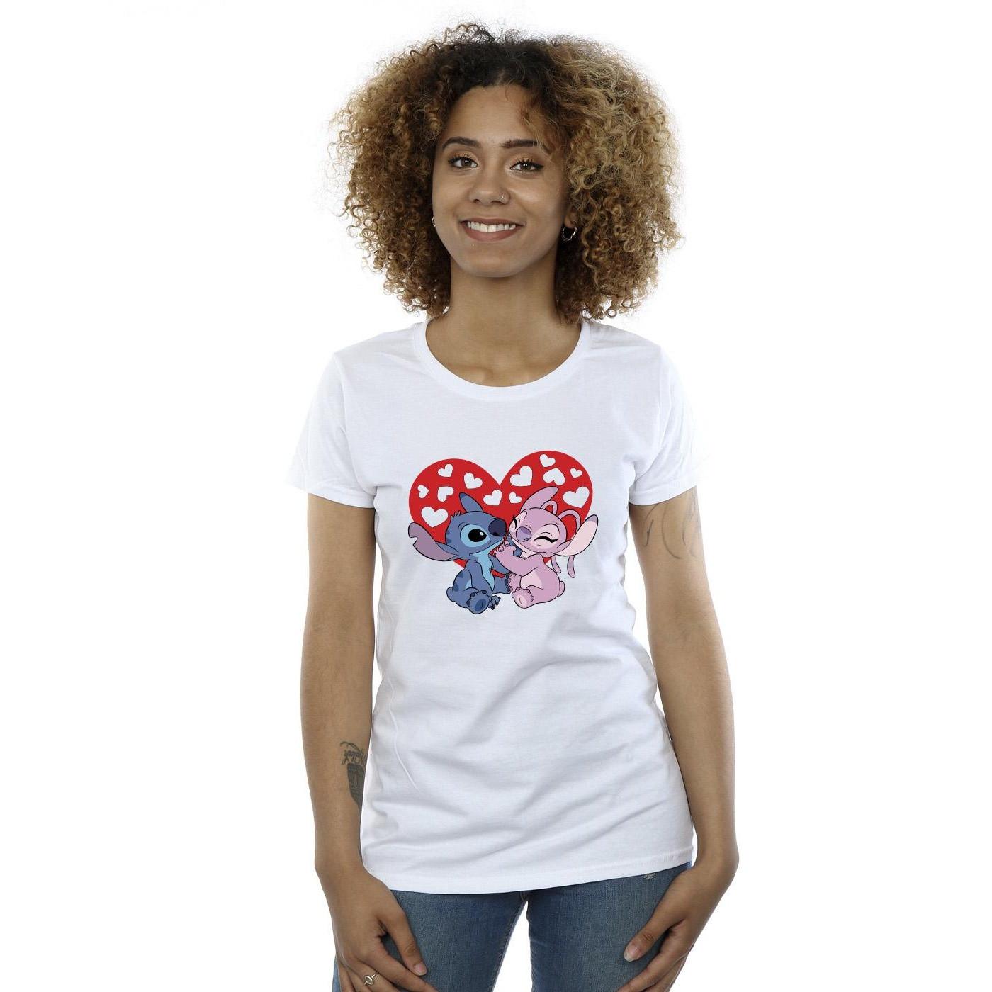 Disney Stitch und Angel Herz Print T-Shirt
