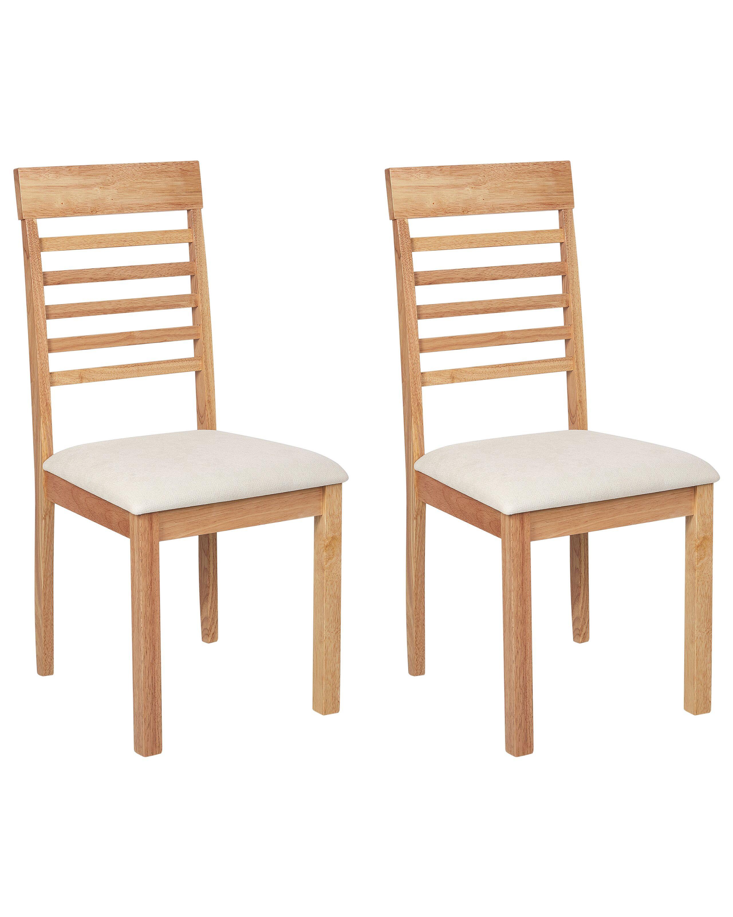 Beliani Esszimmerstuhl 2er Set aus Gummibaumholz Klassisch ORTLEY