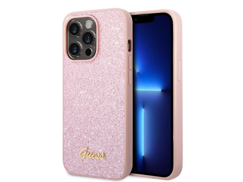 GUESS Hülle iPhone 14 Pro TPU Glitter Script