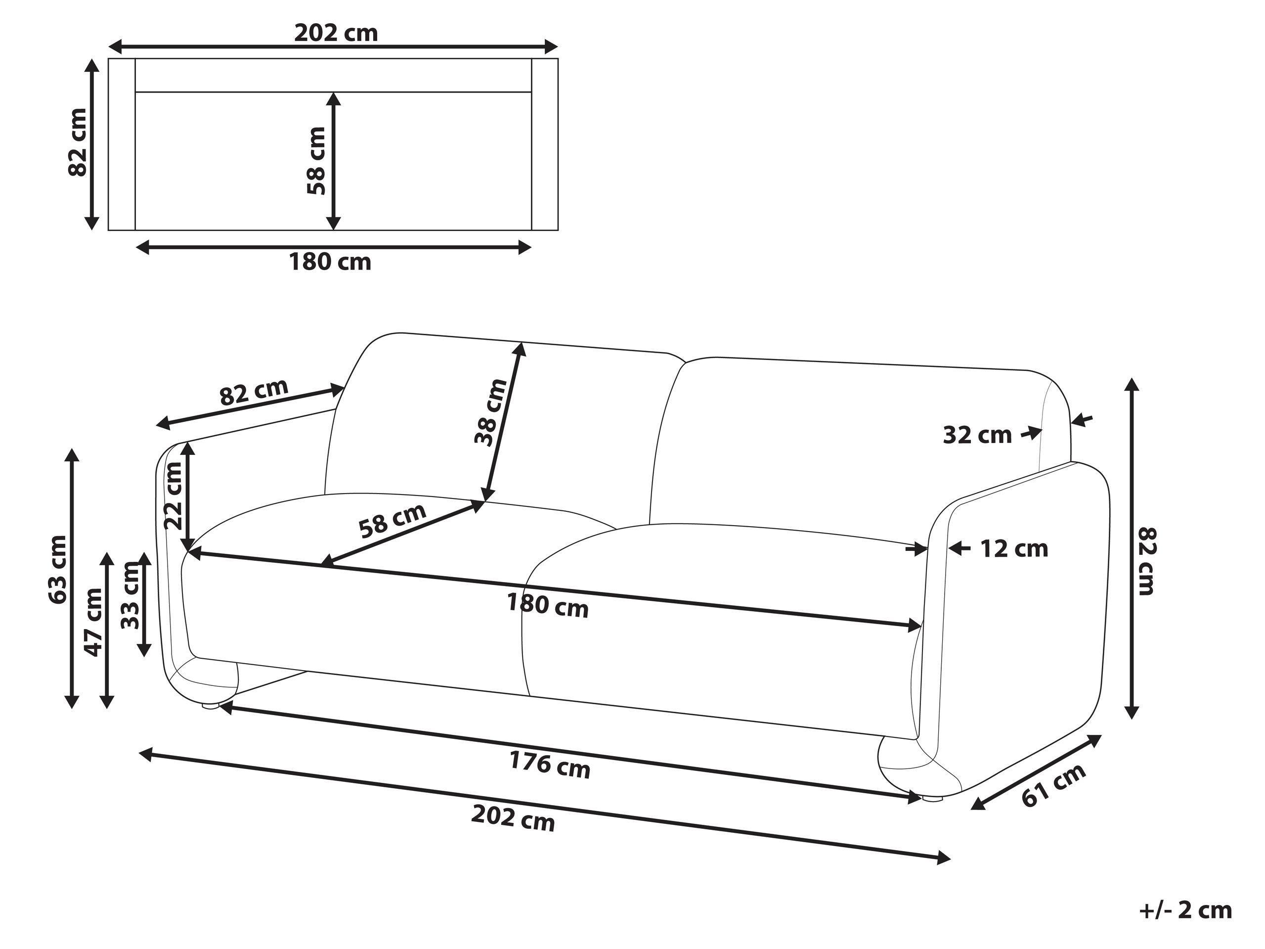 Beliani 3 Sitzer Sofa aus Polyester Retro SALAND