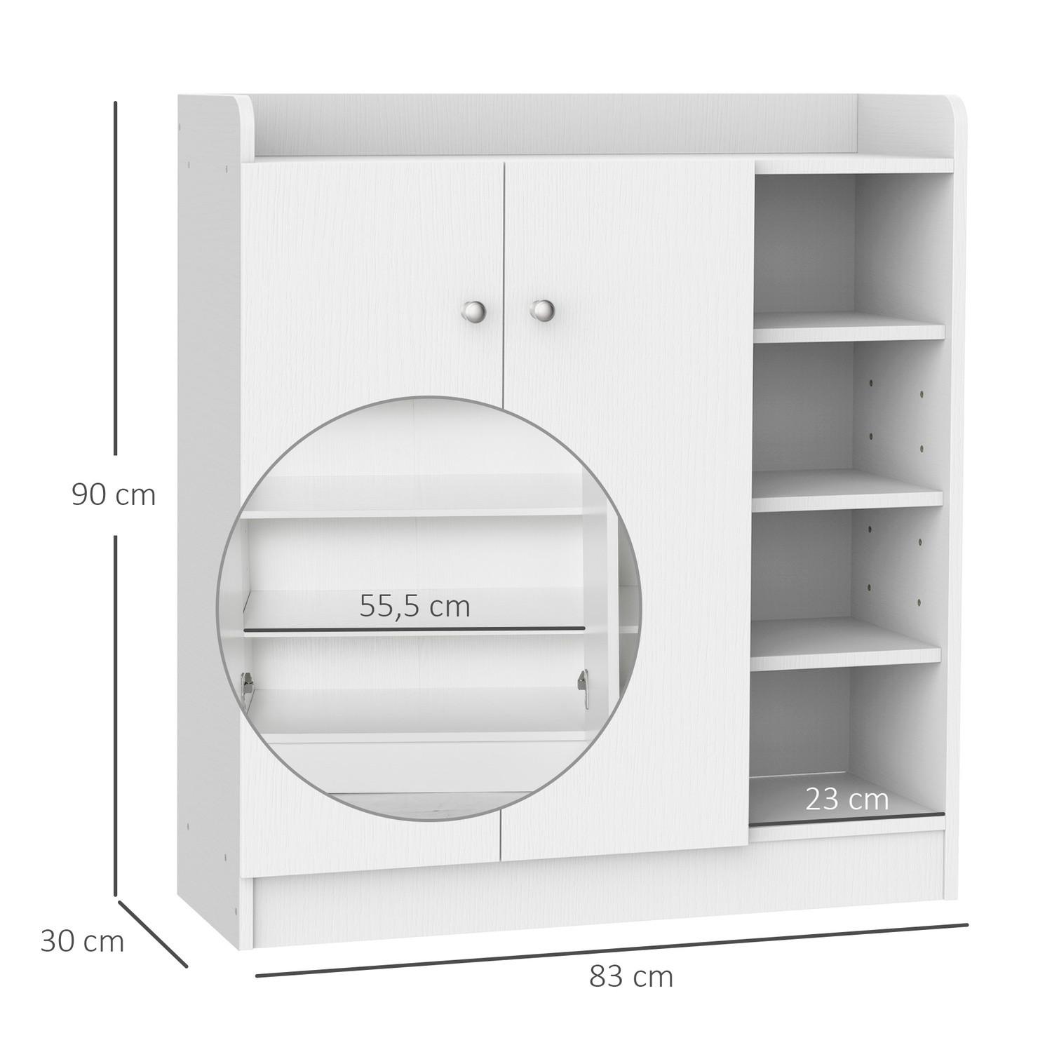 Northio Schuhschrank Schuhregal Kommode Mit 2 Türen, 4 Fächer, Für Diele, Weiß, 83X30X90Cm