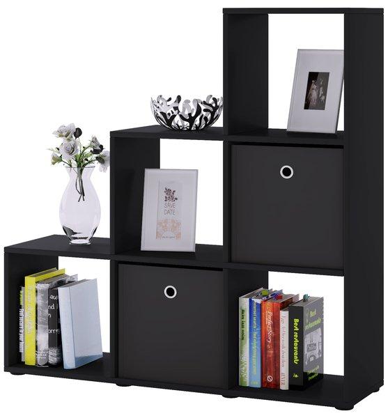 VCM Holzregal stehend | platzsparendes Regal | Maße: H. 105 x B. 108 x T. 29 cm | Elegantes Regal stehend | Aufbewahrungsregal | Bücherregal |