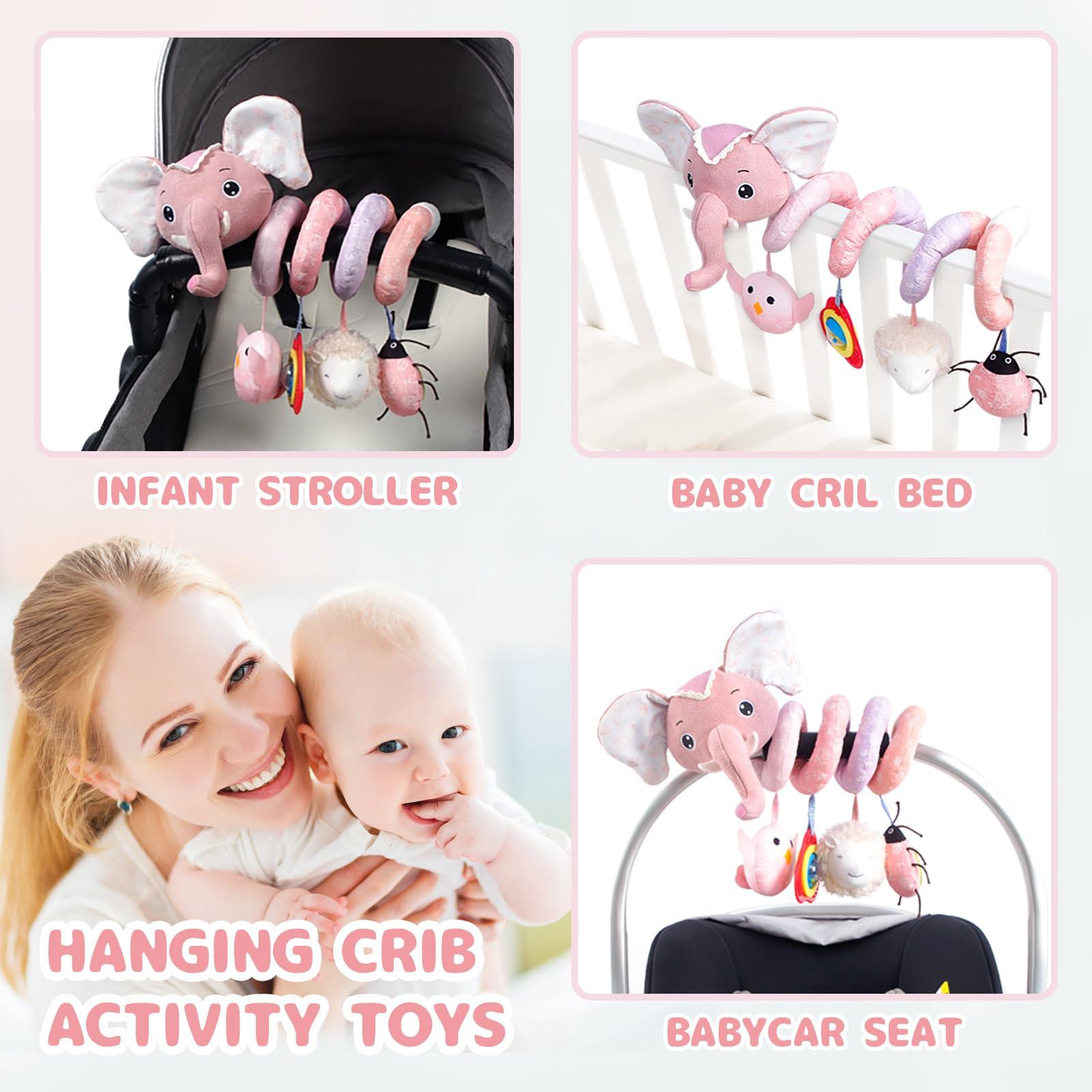 Activity-board Autositzspielzeug, Babyspirale, Plüsch, zum Aufhängen, für Kinderwagen, Stange, Kinderwagen, Krippe, mit Spieluhr, BB-Quietsche und Rassel
