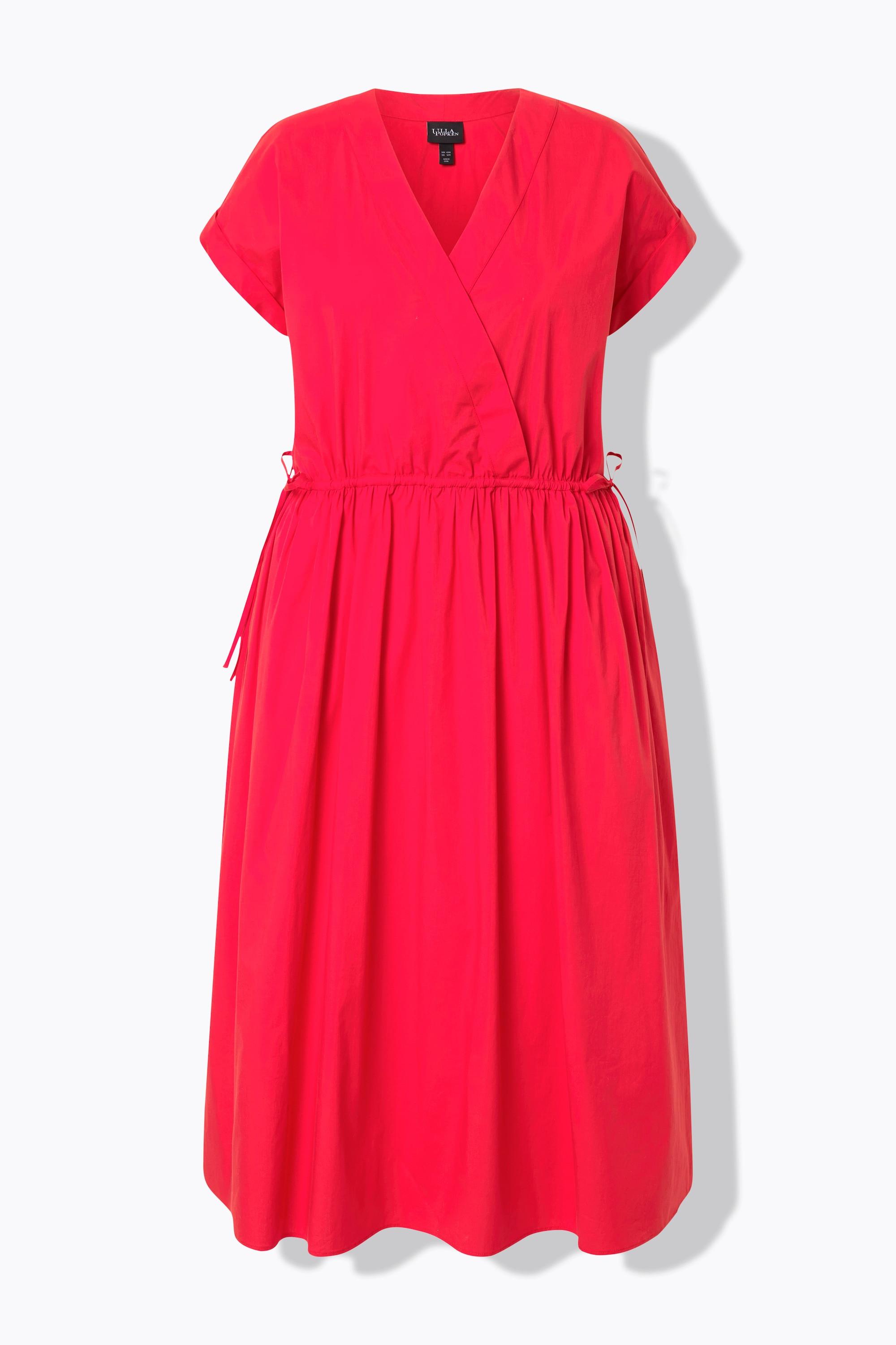 Ulla Popken Maxikleid Popeline V-Ausschnitt Halbarm