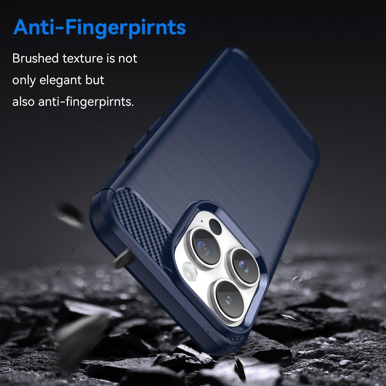 Cadorabo Hülle für Apple iPhone 14 PRO TPU Silikon Edelstahl-Karbonfaser Optik