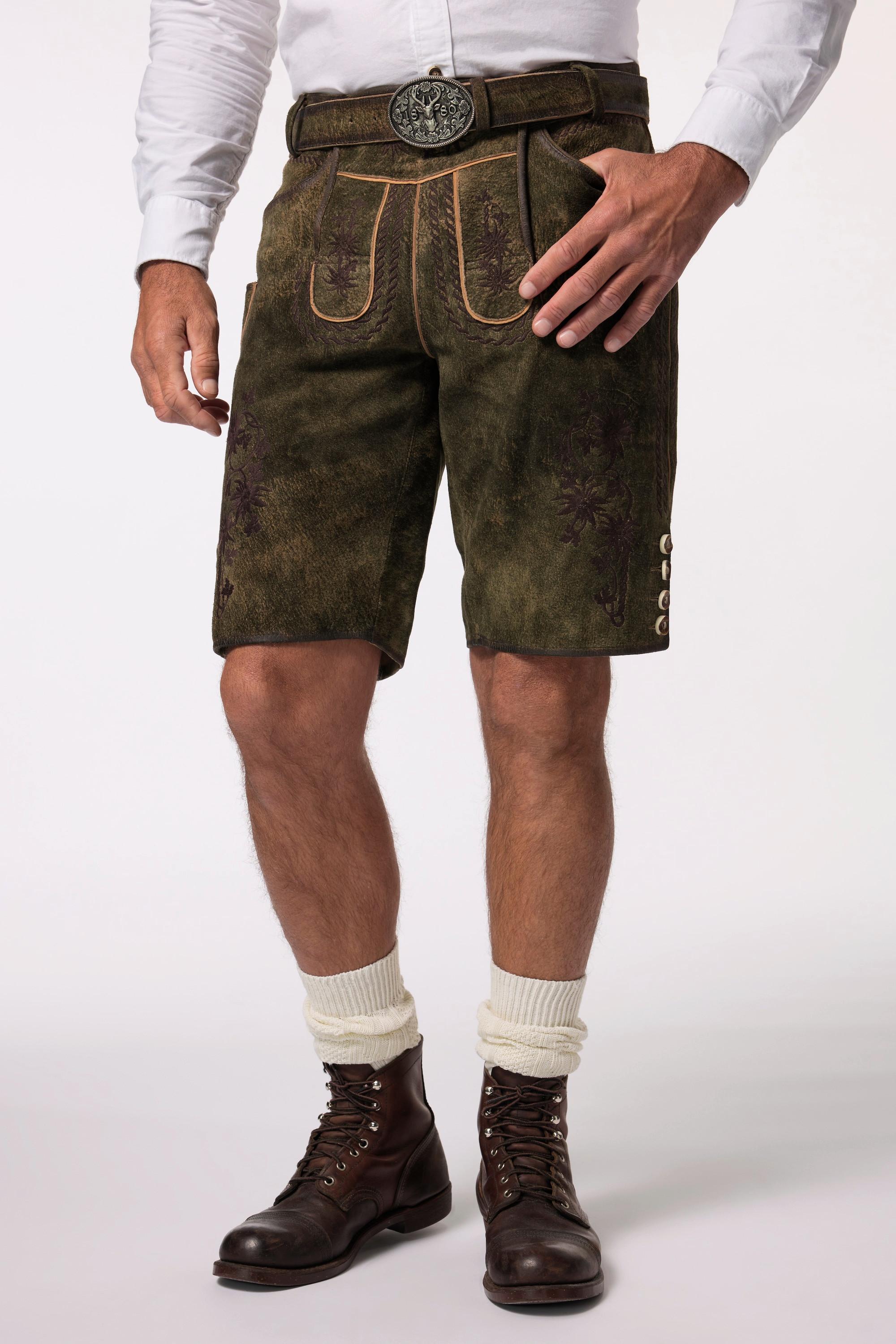 JP1880 Trachtenhose Traditionelle Ziegenleder Shorts mit Stickereien