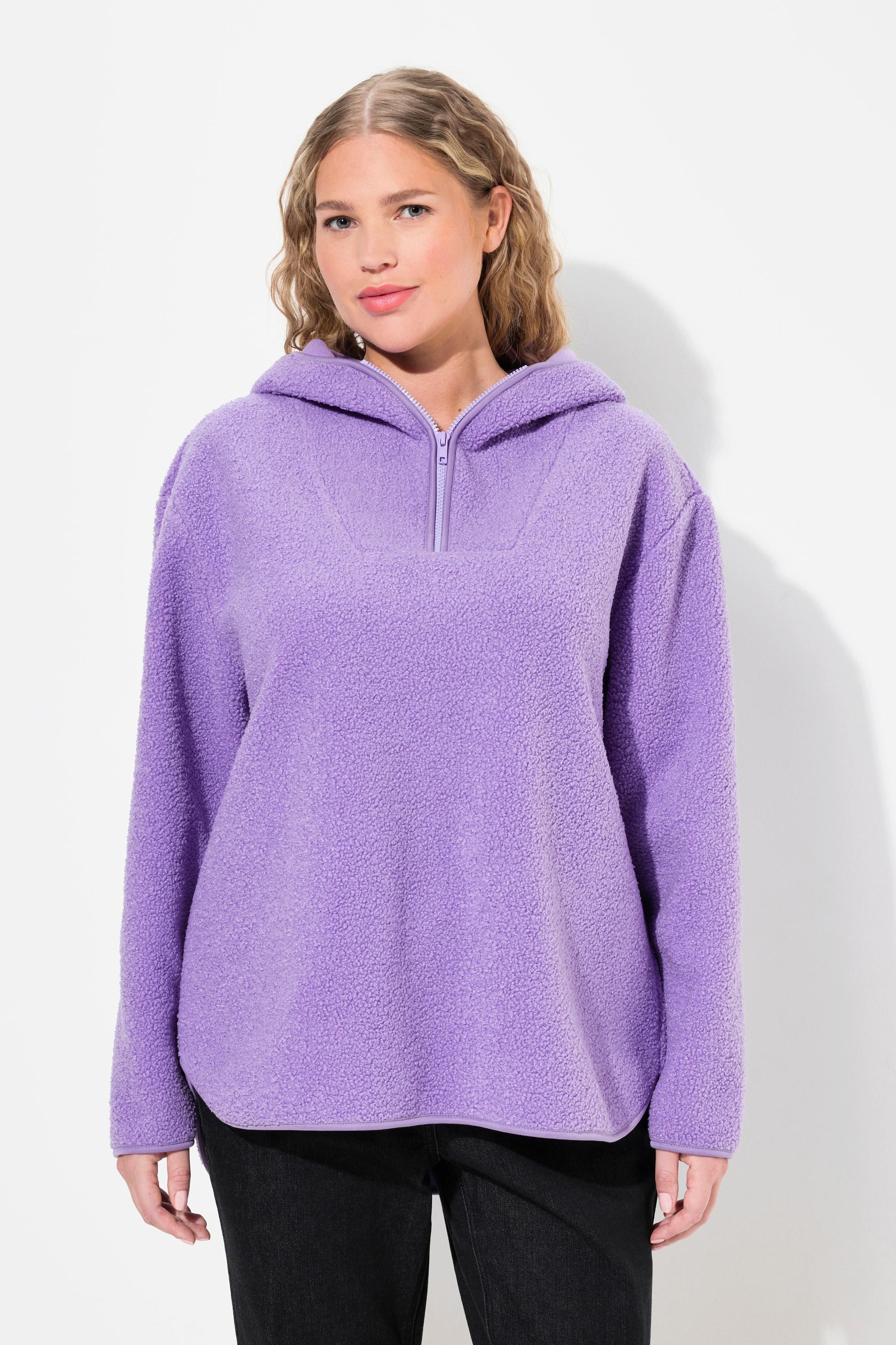 Ulla Popken Teddypullover, Plüsch, Kapuze, Langarm