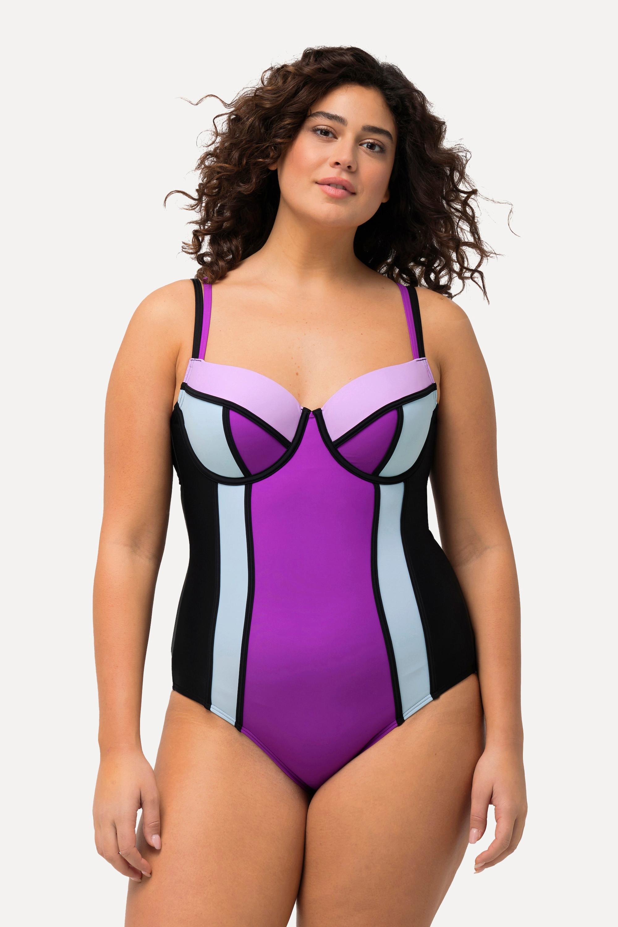 Ulla Popken Badeanzug, Softcups, Bügel, Träger verstellbar