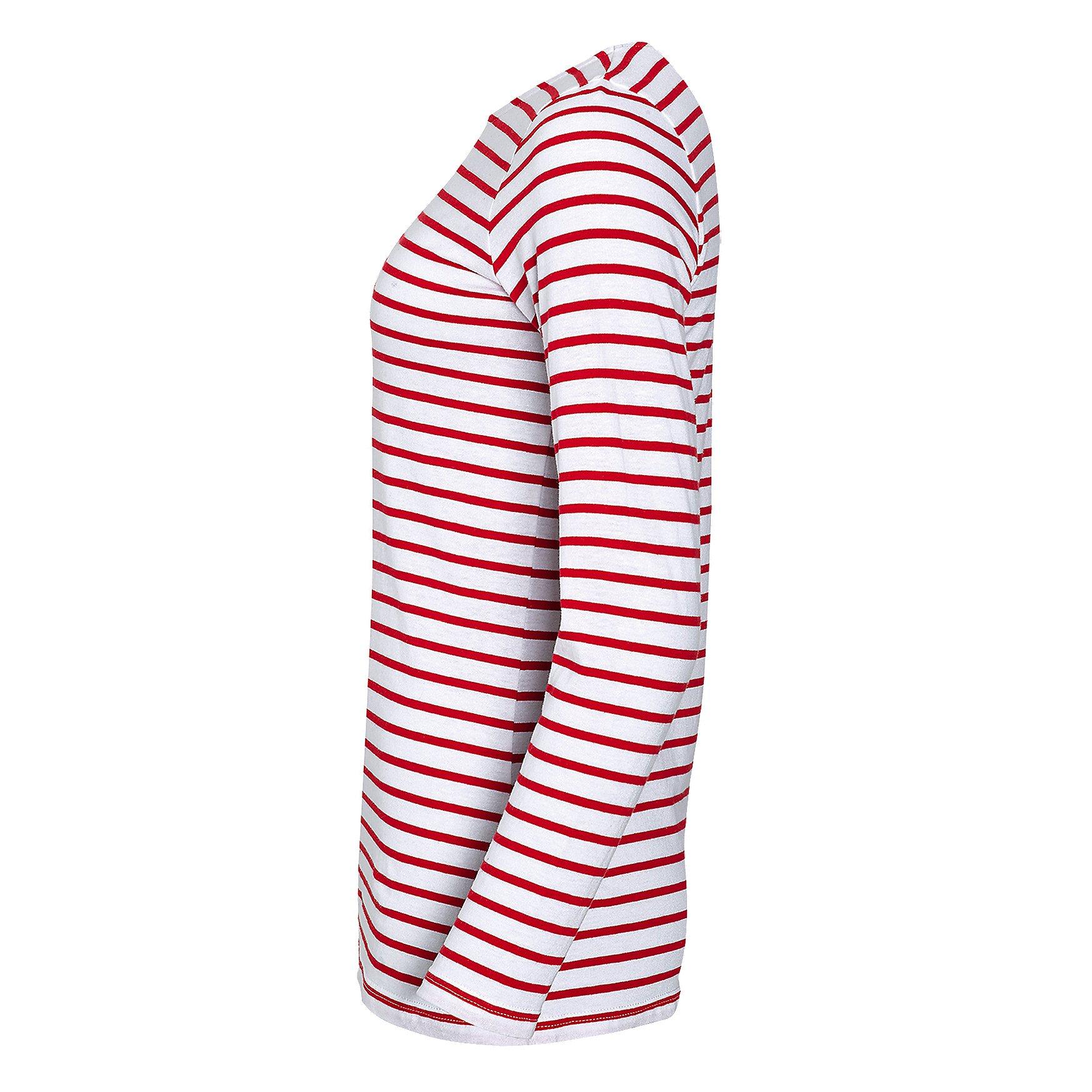 SOLS Gestreiftes Langarm Marine T-Shirt