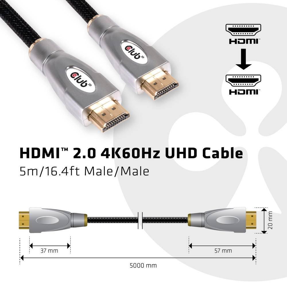 Club3D Club 3D Premium High Speed HDMI 2 UHD 4K 60Hz Kabel 5 meter