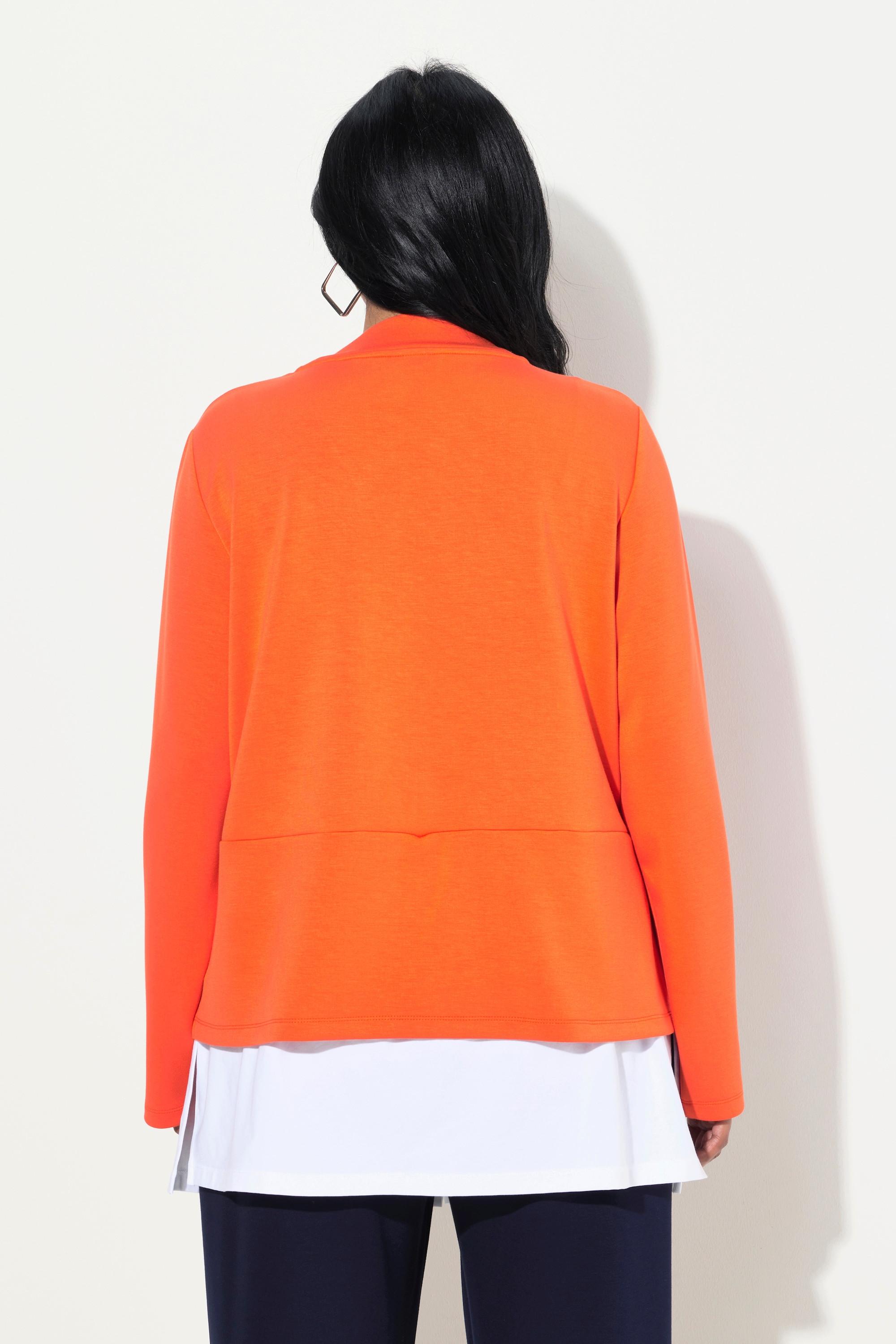 Ulla Popken Sweatshirt, Bluseneinsatz, V-Ausschnitt, Langarm