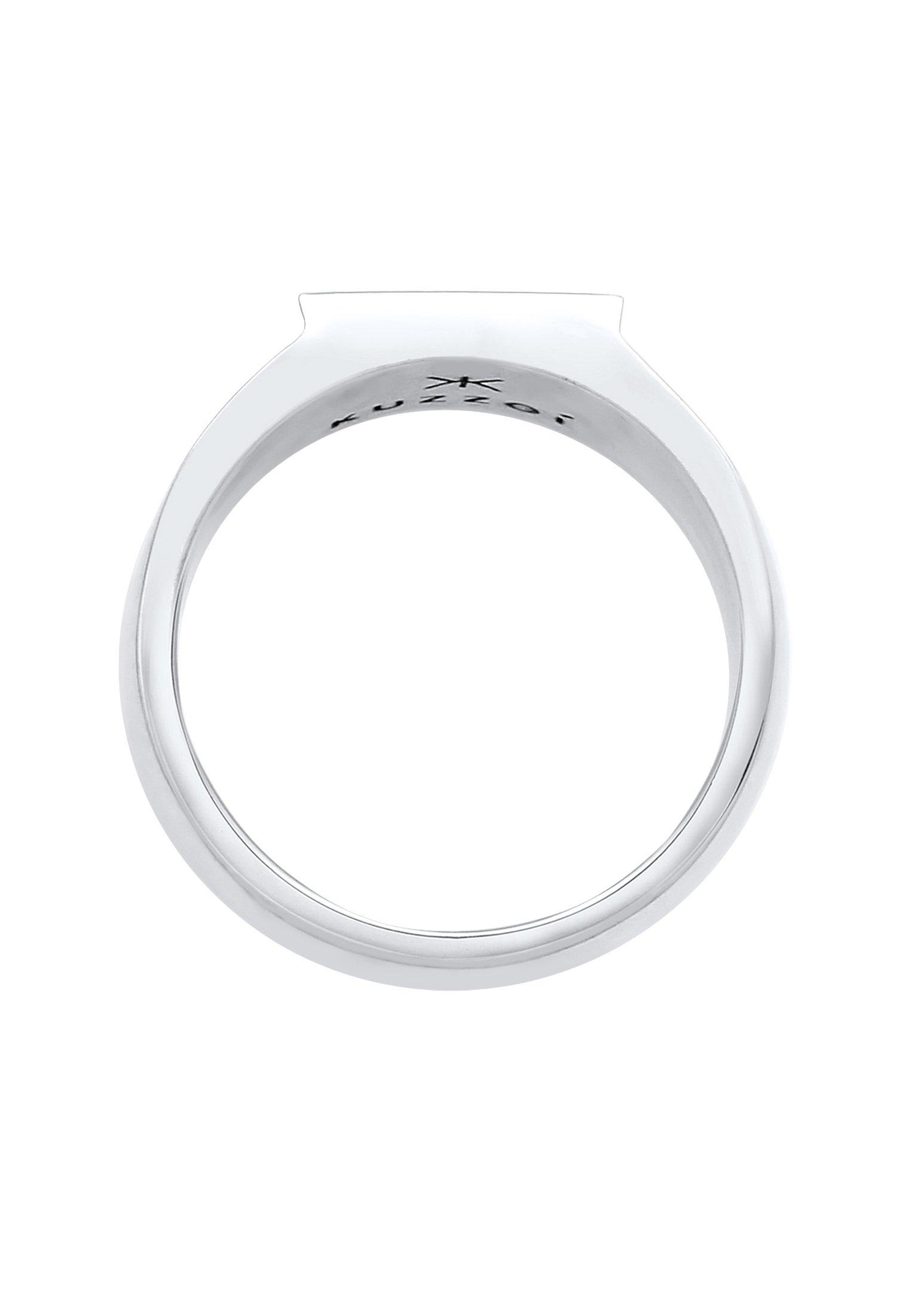 Kuzzoi Ring Siegelring Rechteckig Glanz 925 Silber