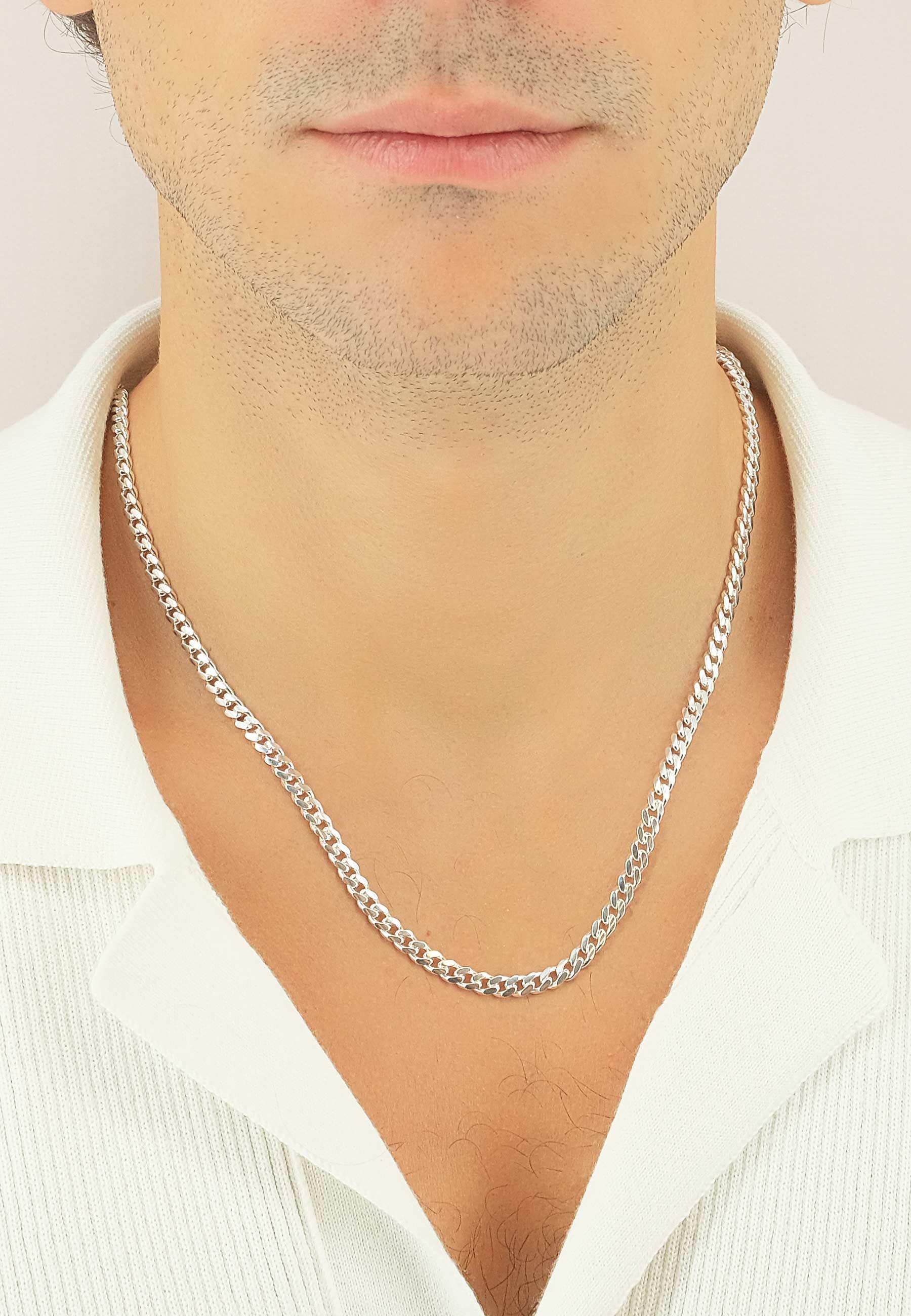 MUAU Schmuck Collier Panzer Silber 925, 4.5mm, 60cm