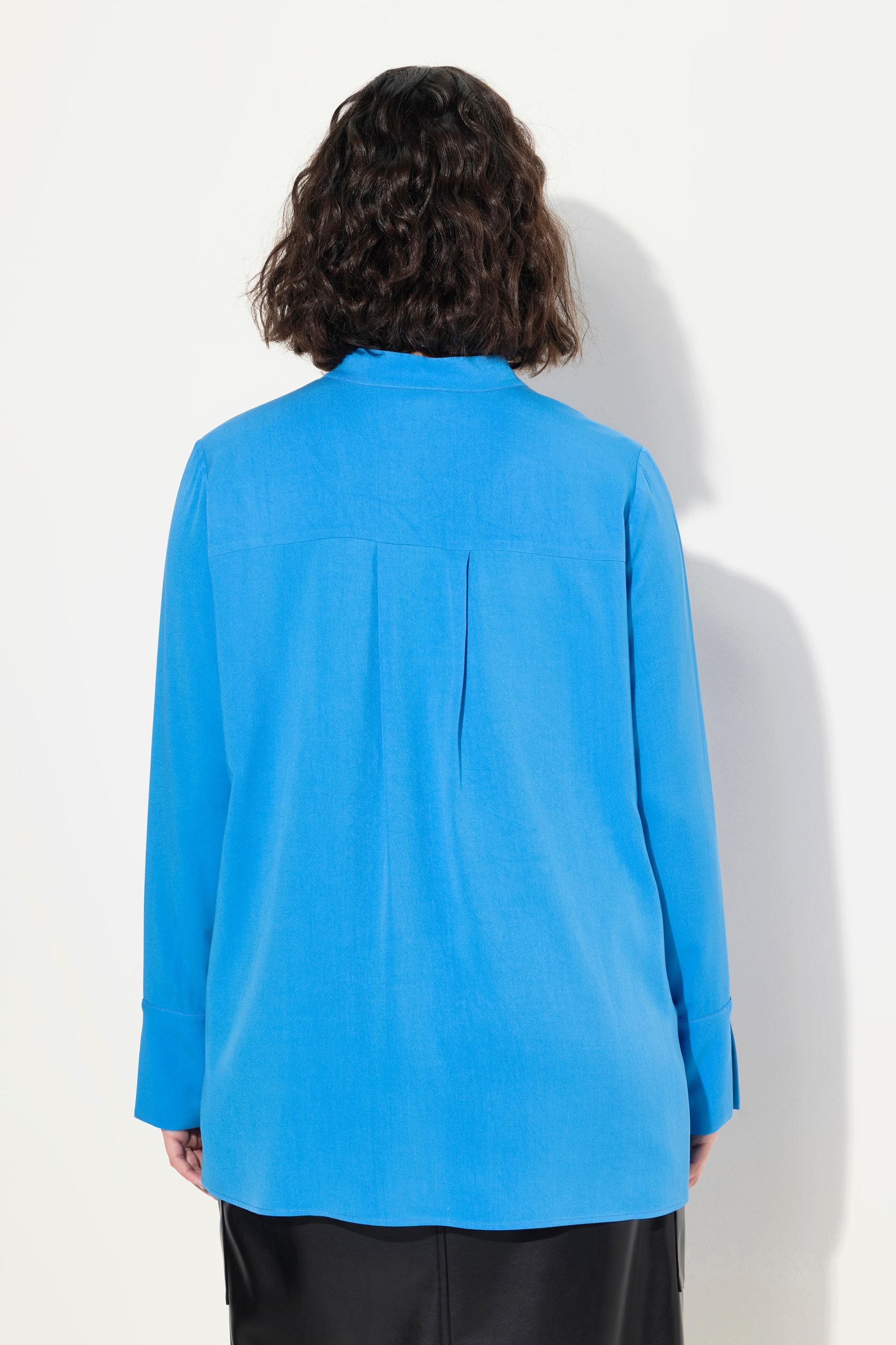 Ulla Popken Tunika A-Linie Stehkragen V-Ausschnitt Langarm